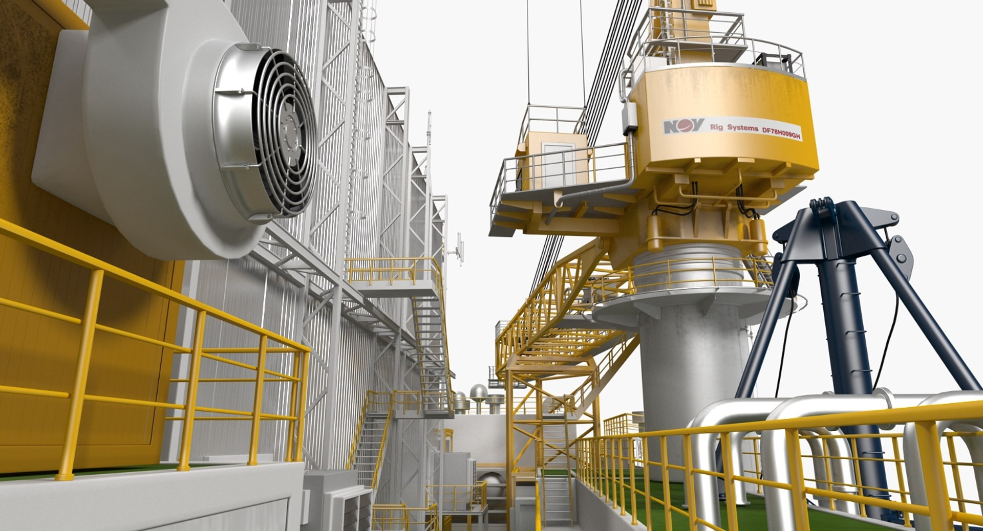 3D TI Europe Supertanker with Offshore Oil Rig model