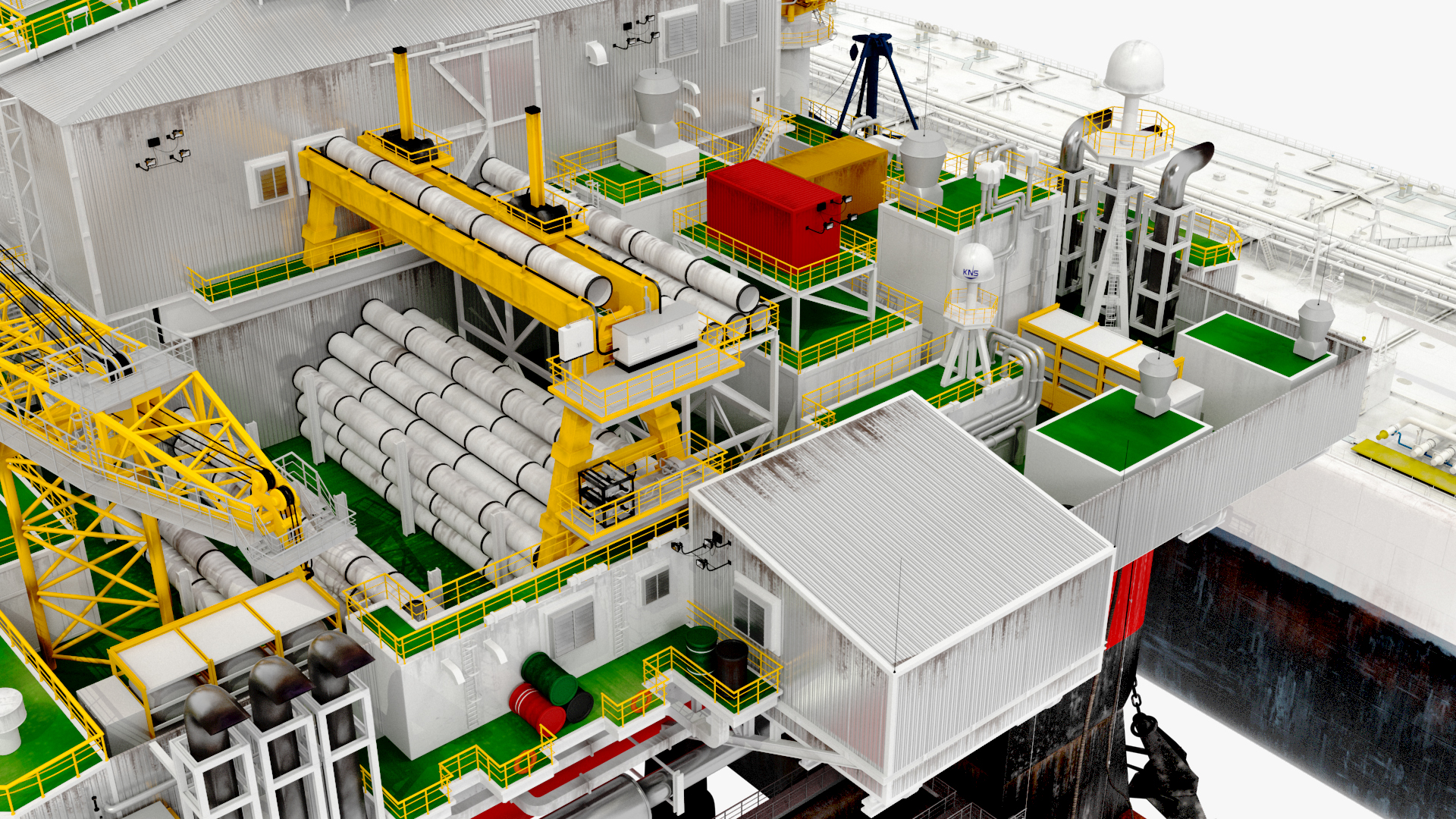 3D TI Europe Supertanker with Offshore Oil Rig model