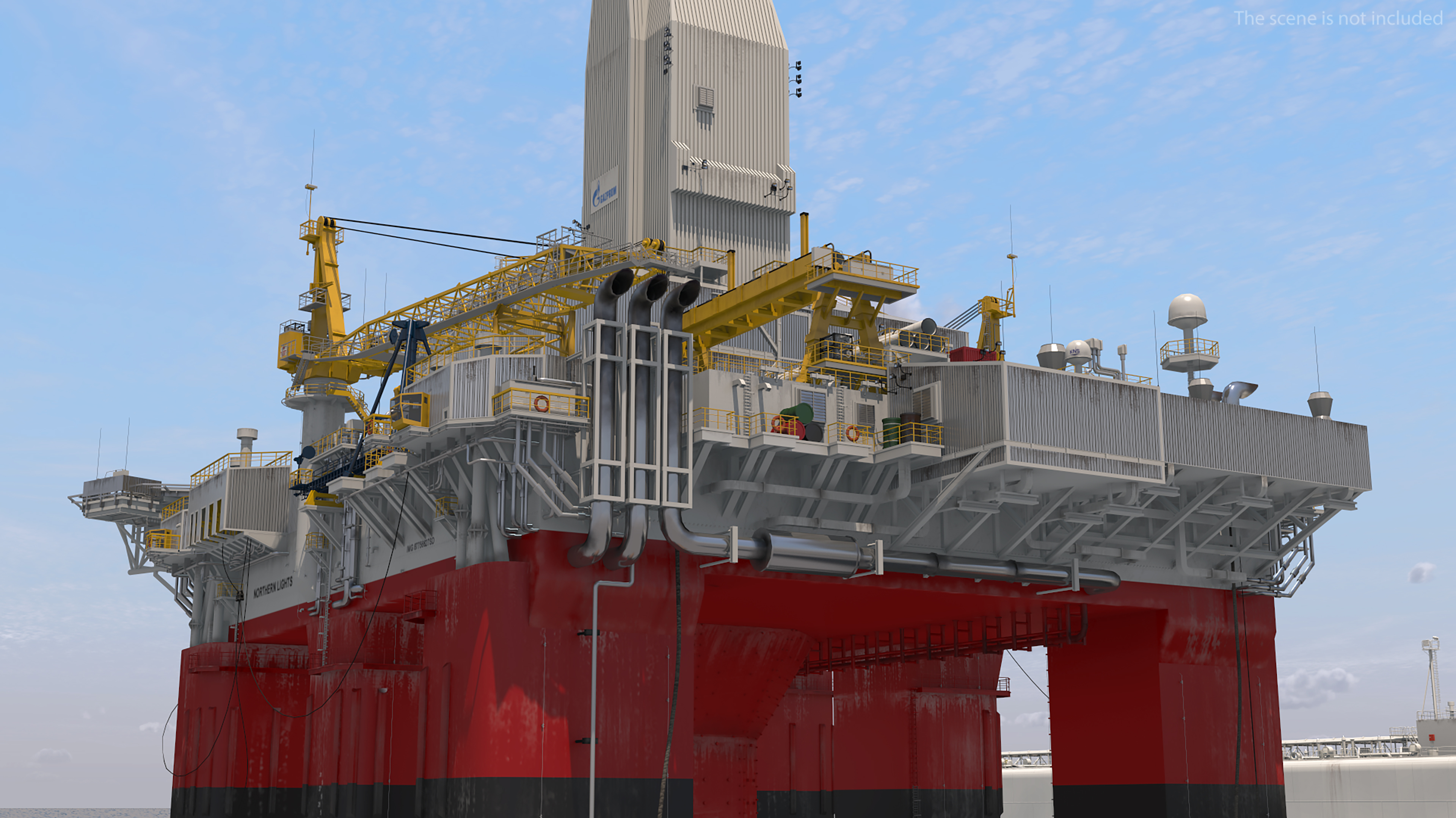 3D TI Europe Supertanker with Offshore Oil Rig model