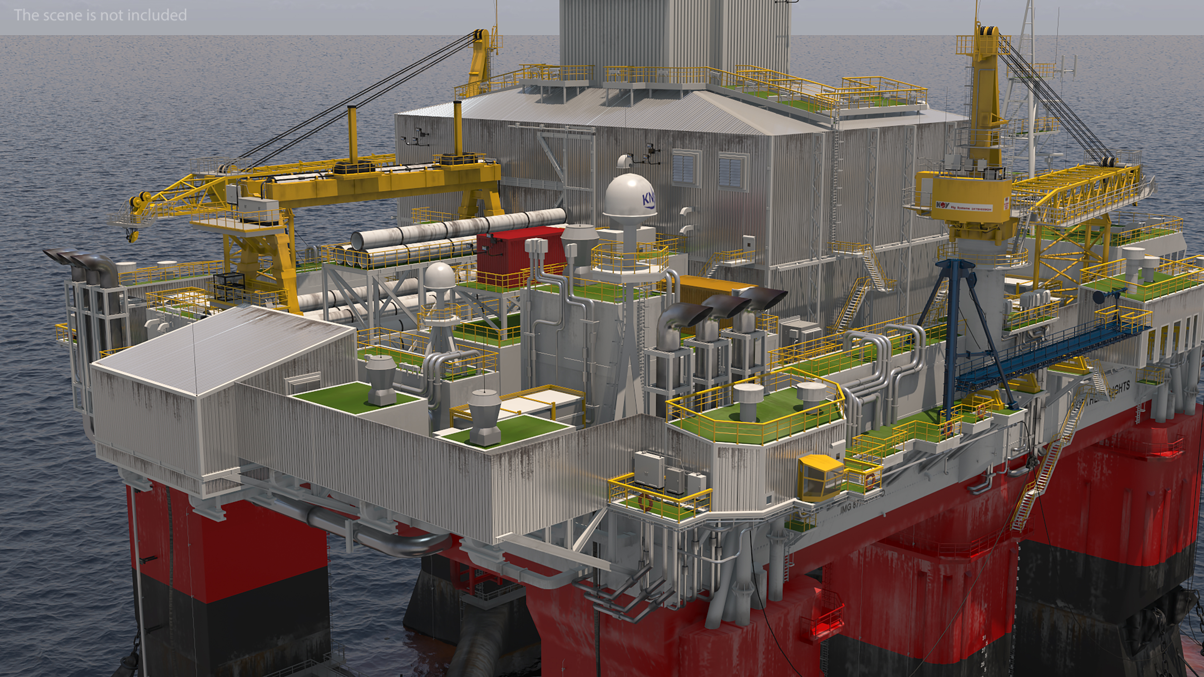 3D TI Europe Supertanker with Offshore Oil Rig model