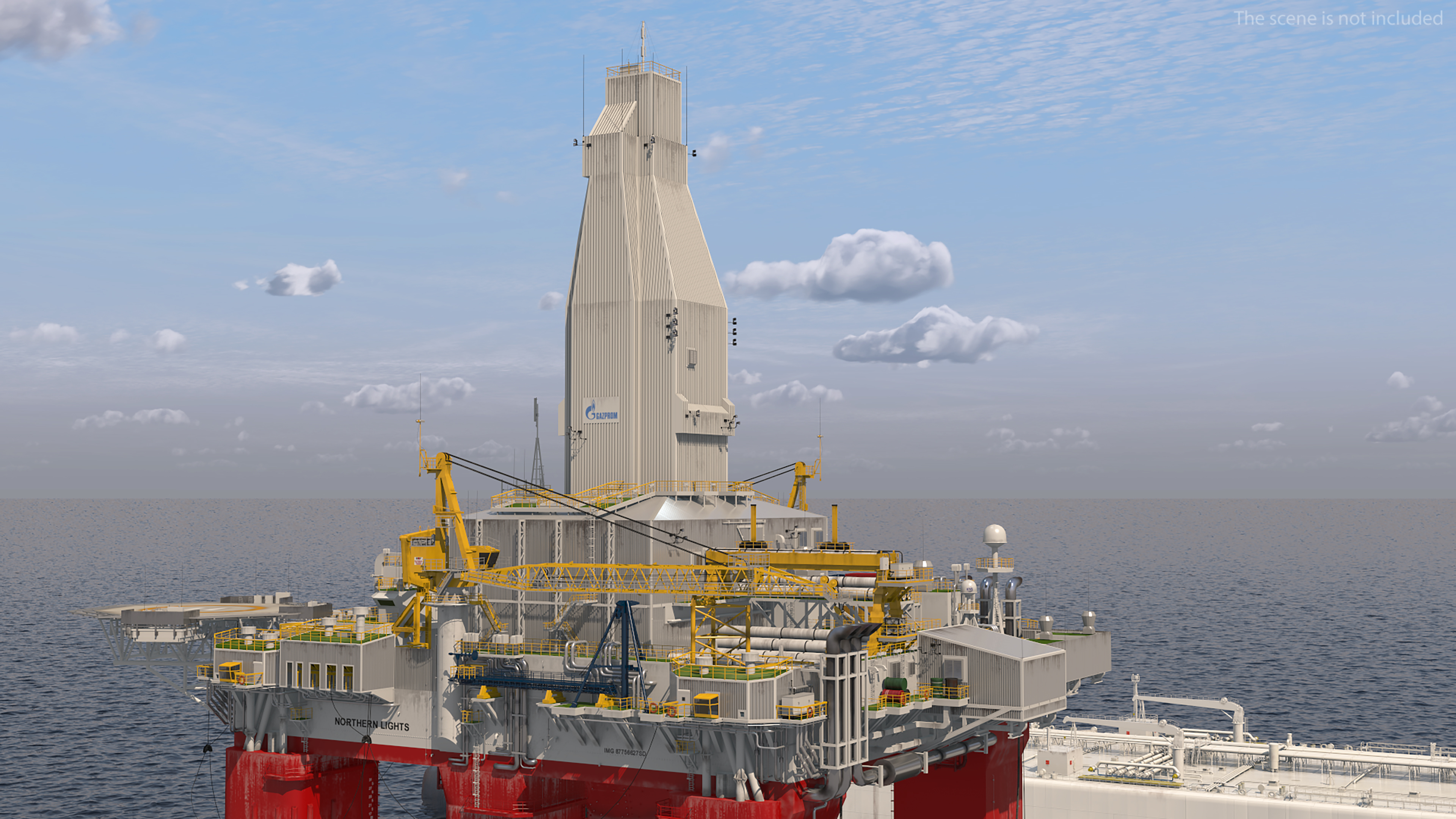3D TI Europe Supertanker with Offshore Oil Rig model