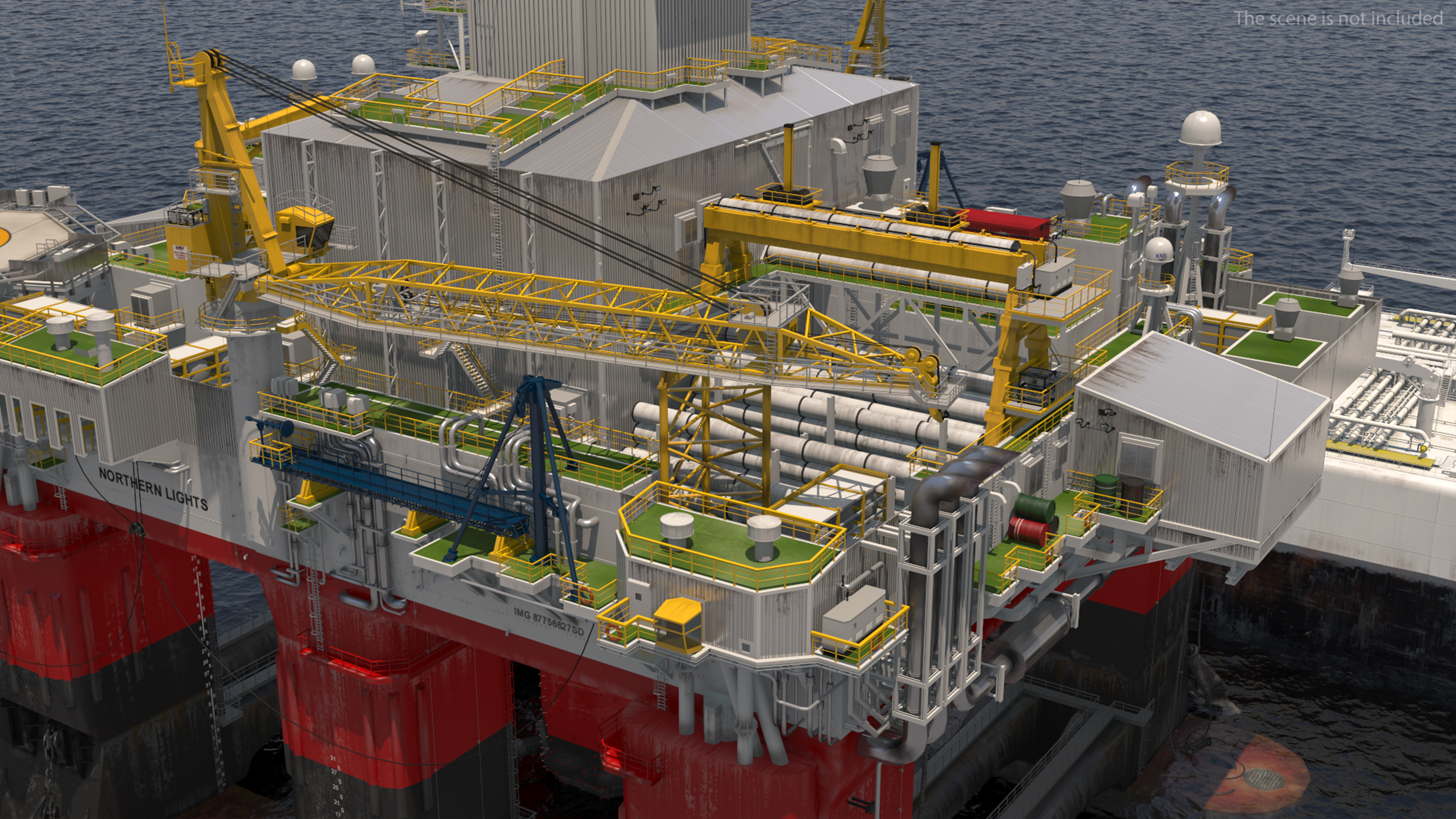 3D TI Europe Supertanker with Offshore Oil Rig model