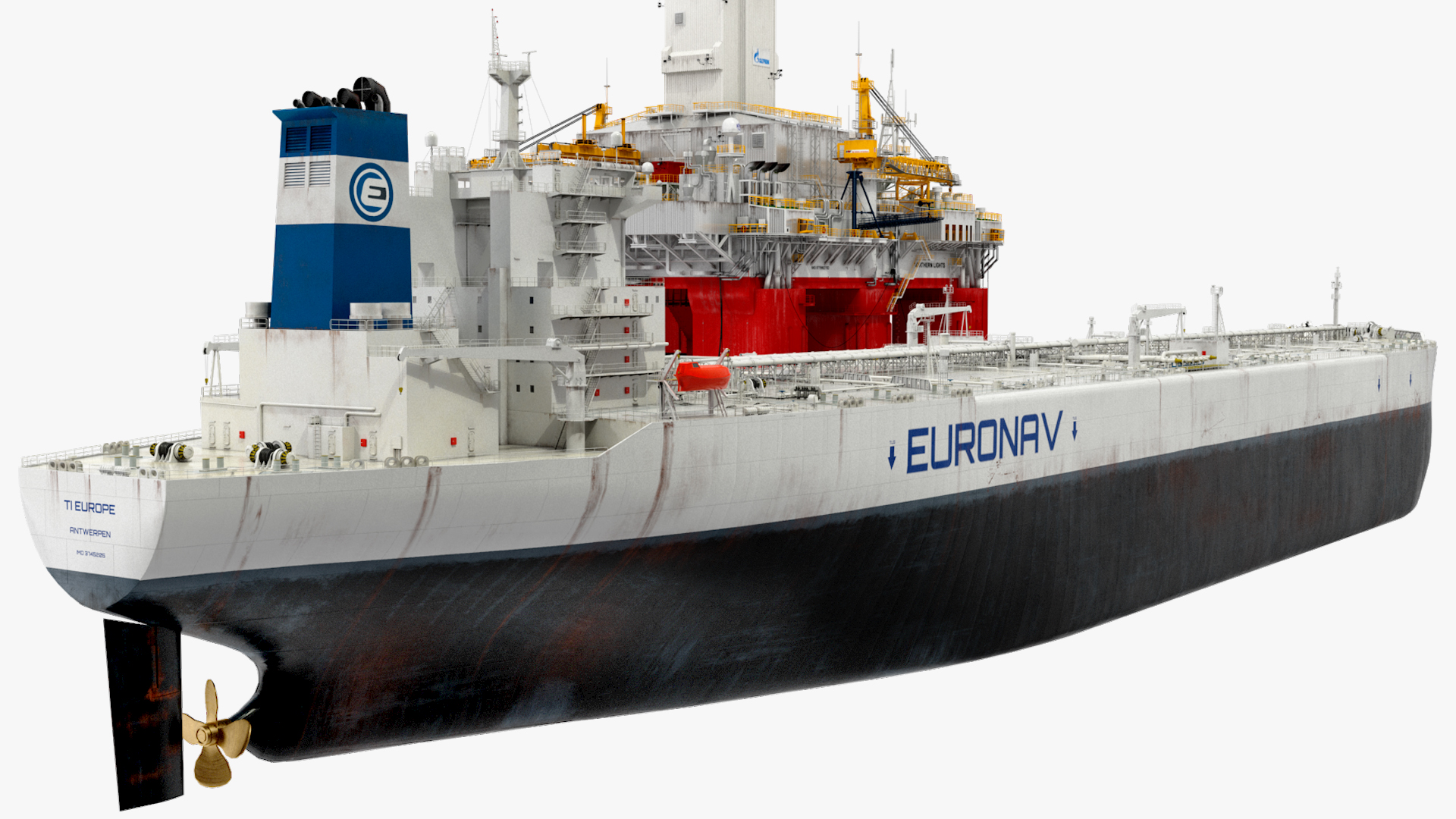 3D TI Europe Supertanker with Offshore Oil Rig model
