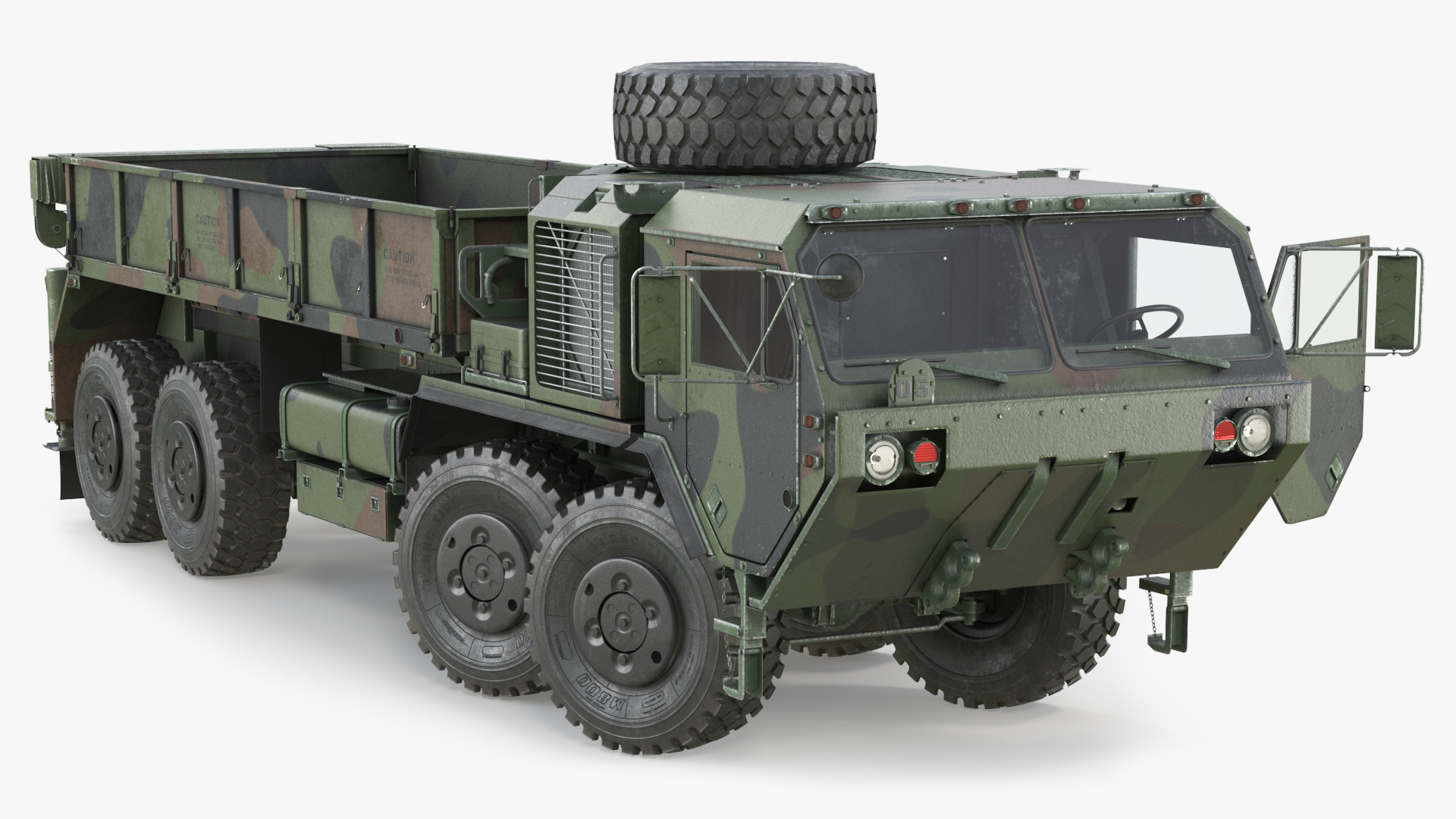 Military Camouflage Logistics Truck Flatbed Rigged