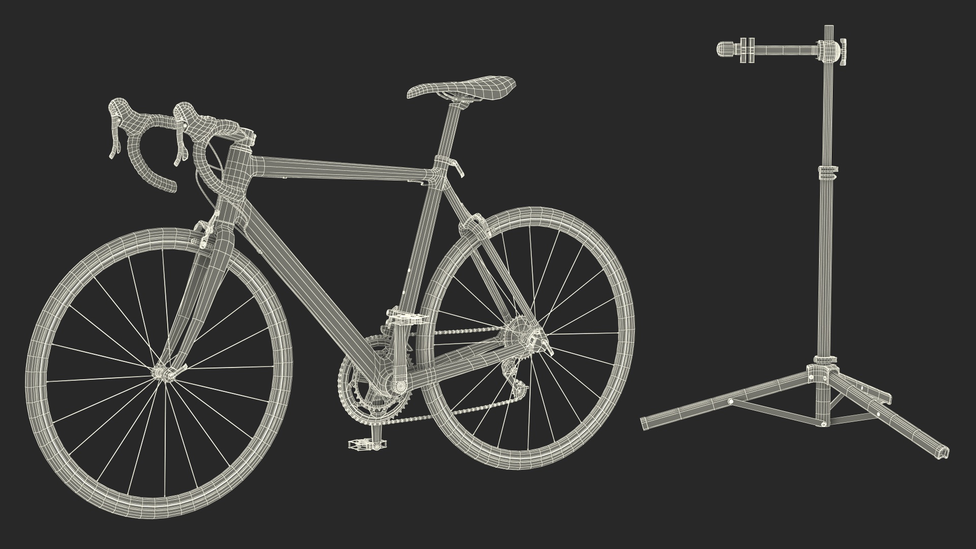 3D model Road Bicycle on a Repair Stand