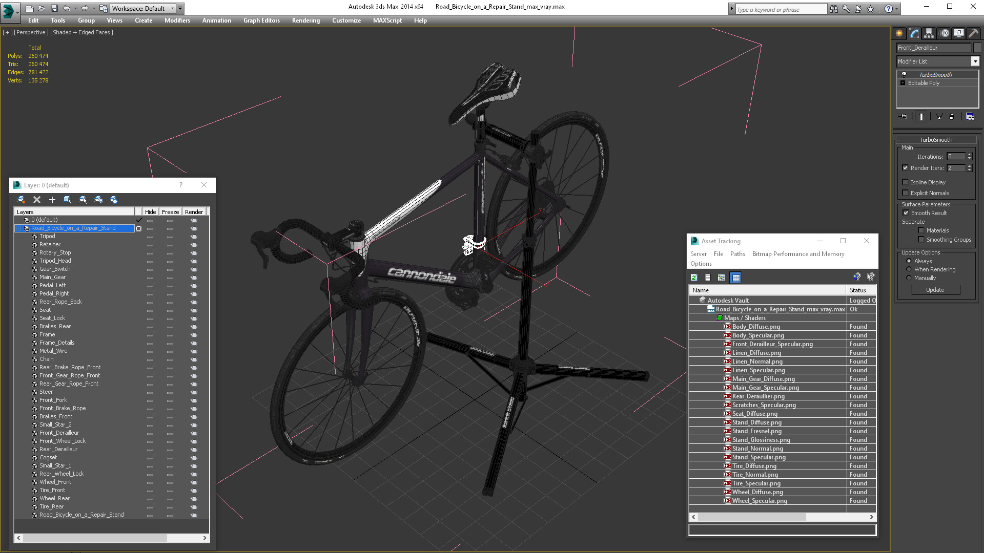3D model Road Bicycle on a Repair Stand