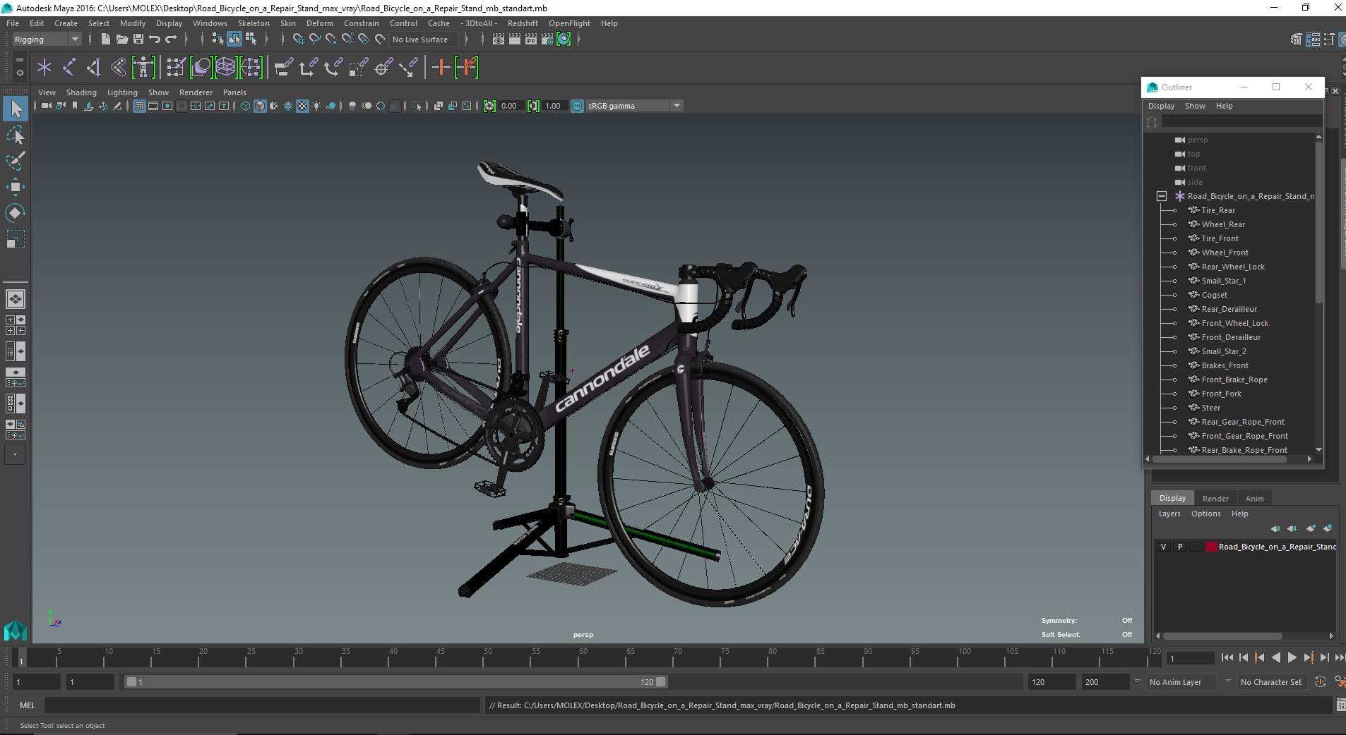 3D model Road Bicycle on a Repair Stand