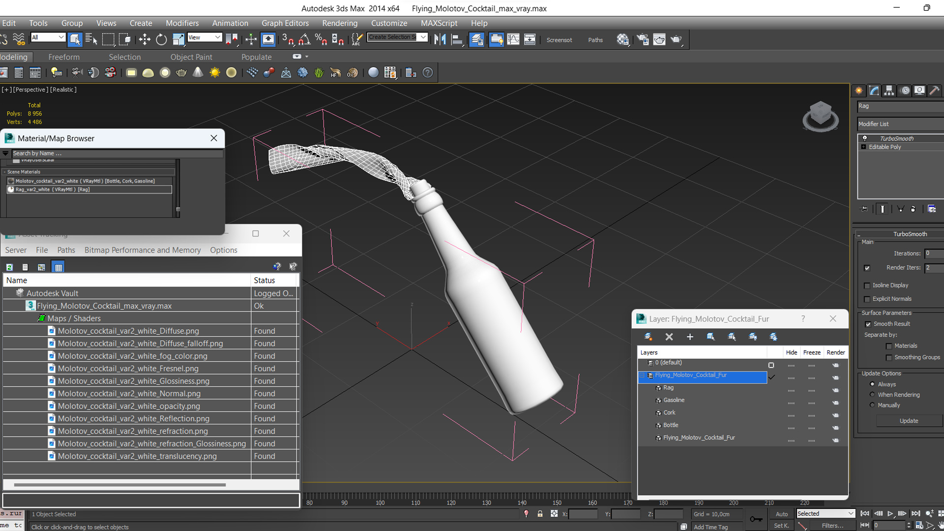 3D Flying Molotov Cocktail model