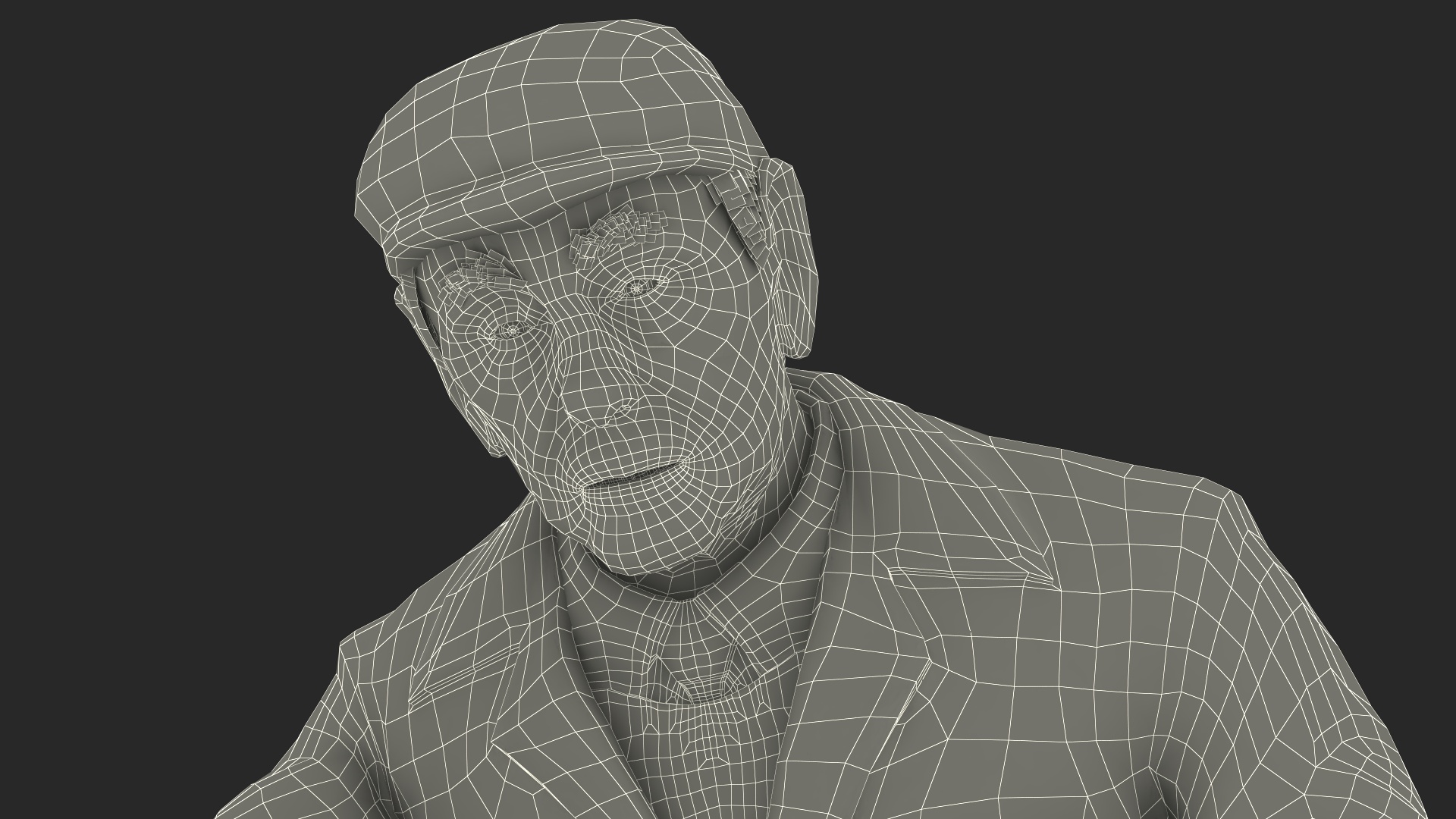 3D model An Elderly Man Near A Fruit Counter