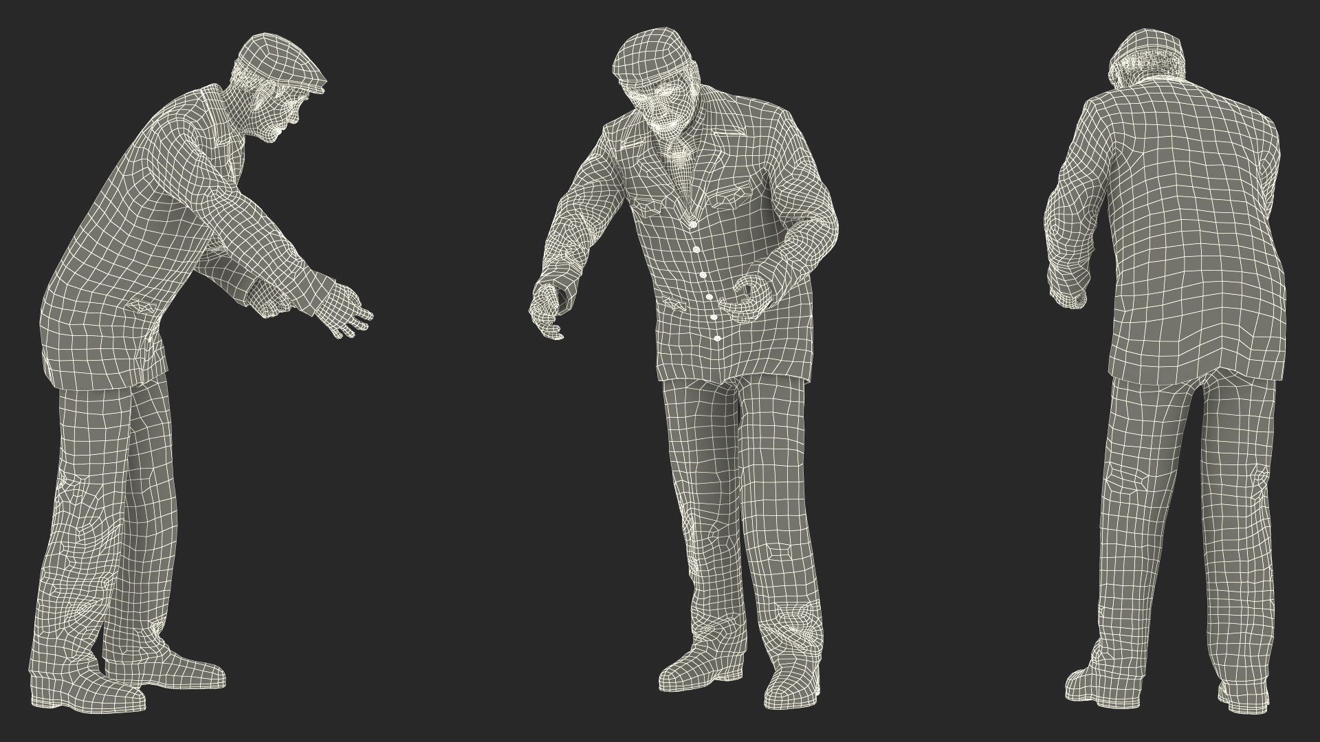 3D model An Elderly Man Near A Fruit Counter