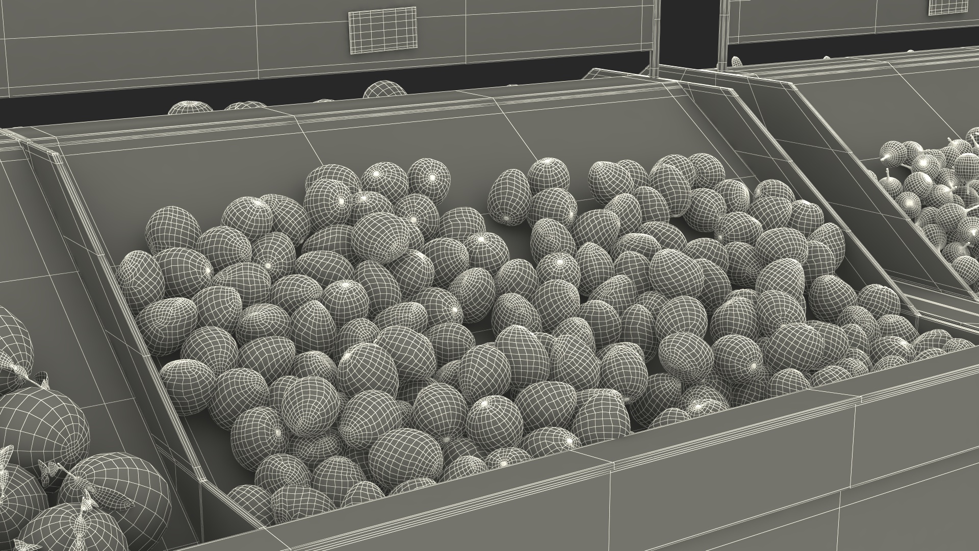 3D model An Elderly Man Near A Fruit Counter