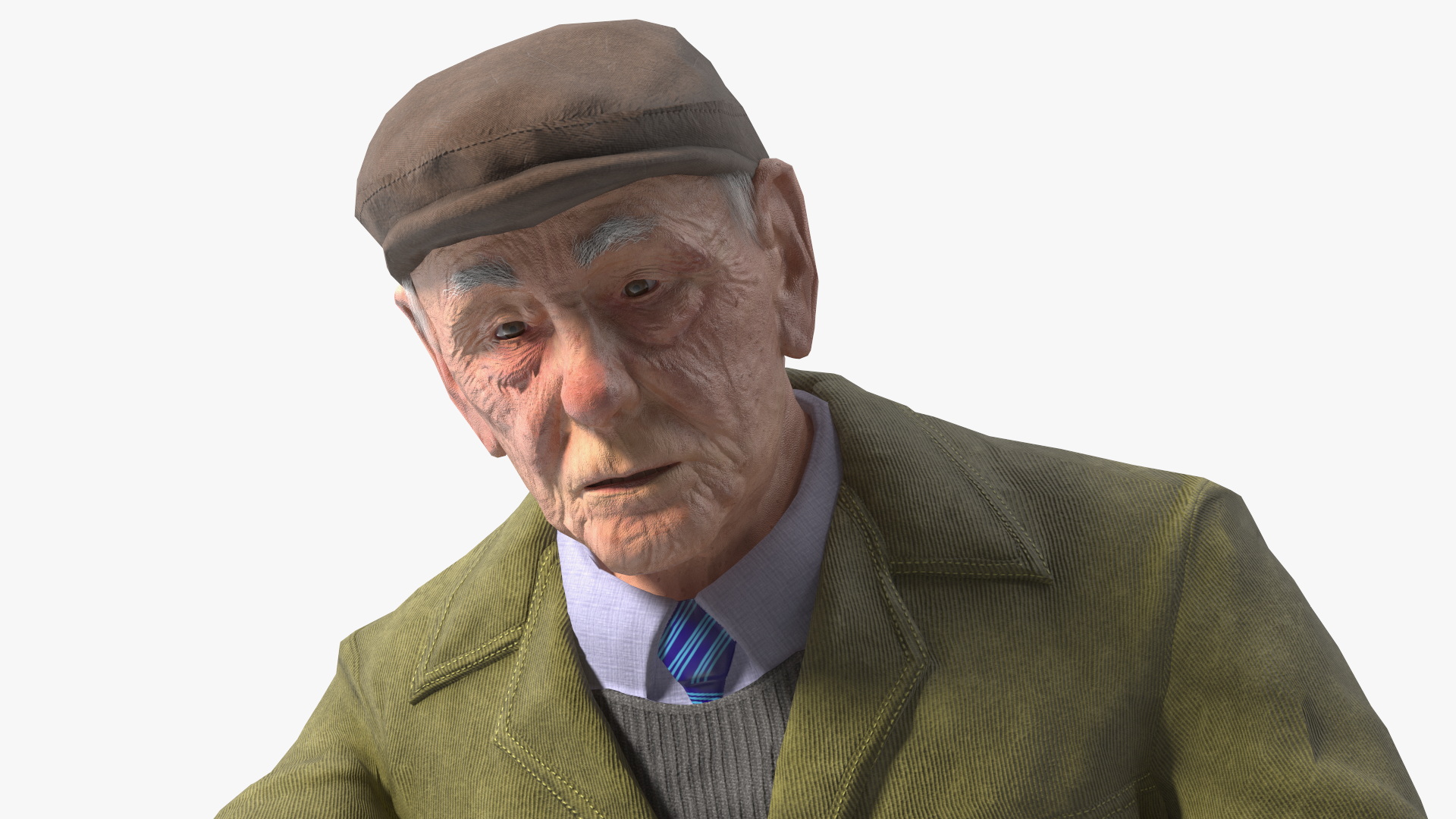 3D model An Elderly Man Near A Fruit Counter