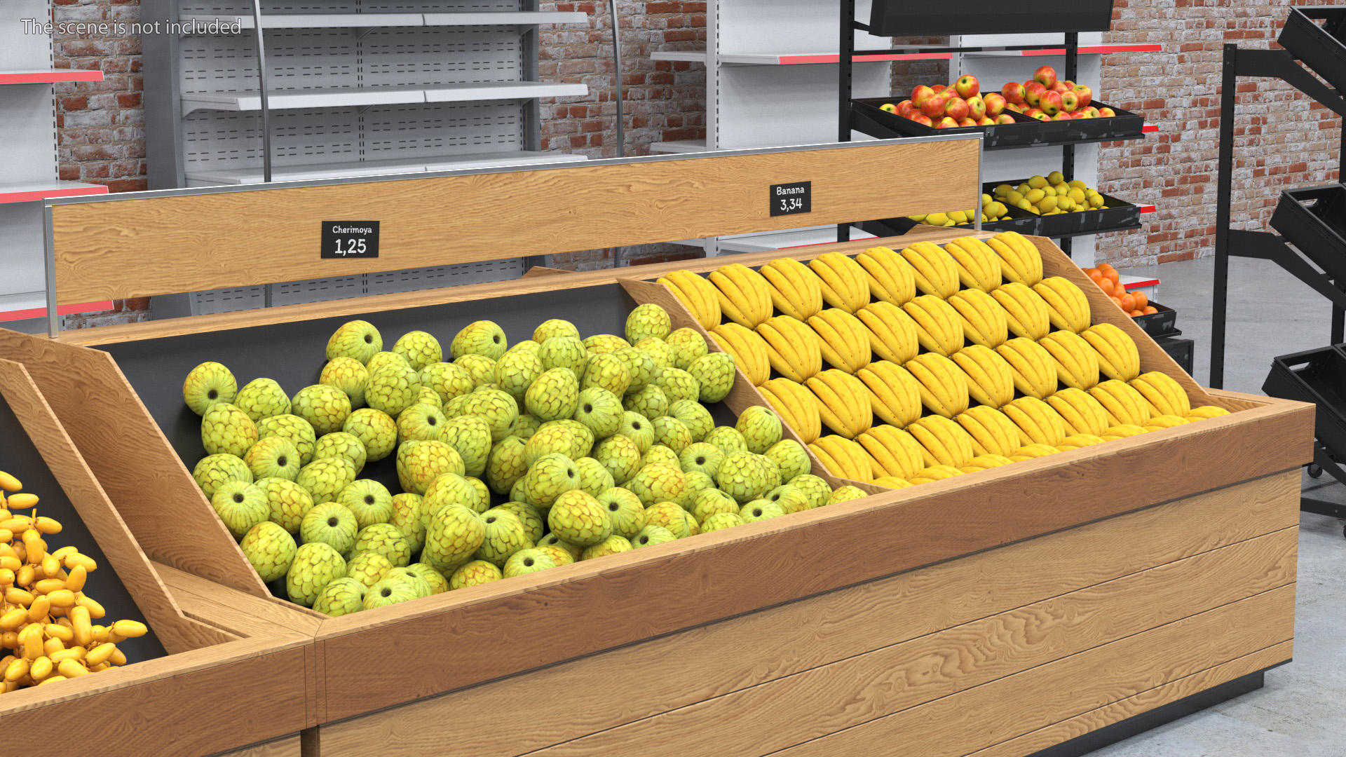 3D model An Elderly Man Near A Fruit Counter