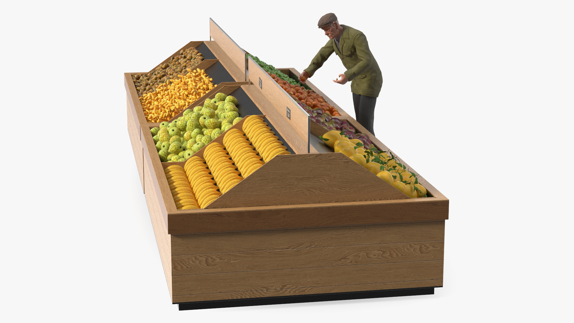 3D model An Elderly Man Near A Fruit Counter