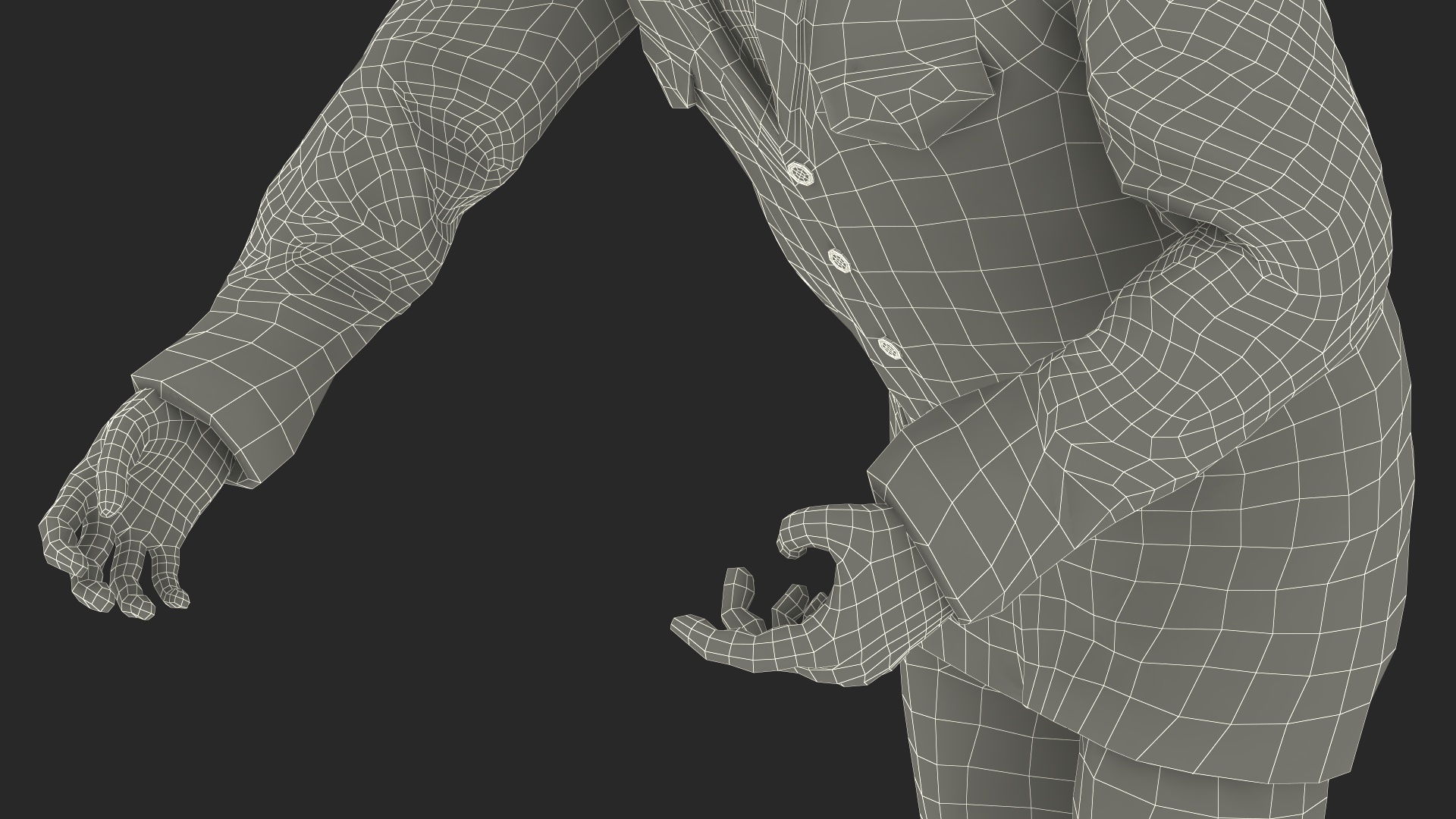 3D model An Elderly Man Near A Fruit Counter