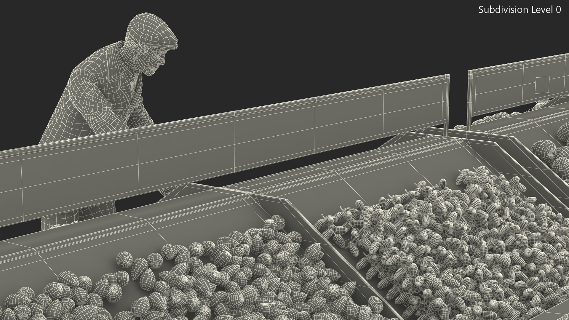 3D model An Elderly Man Near A Fruit Counter