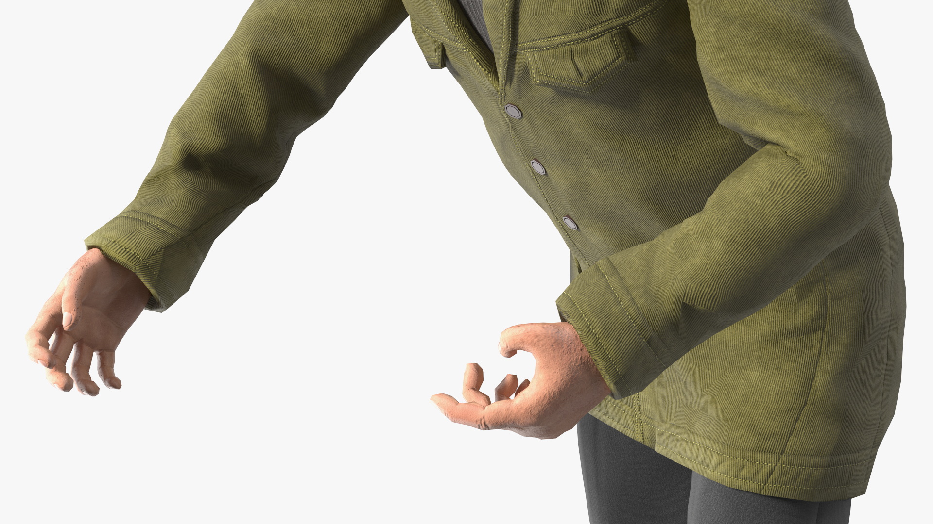 3D model An Elderly Man Near A Fruit Counter