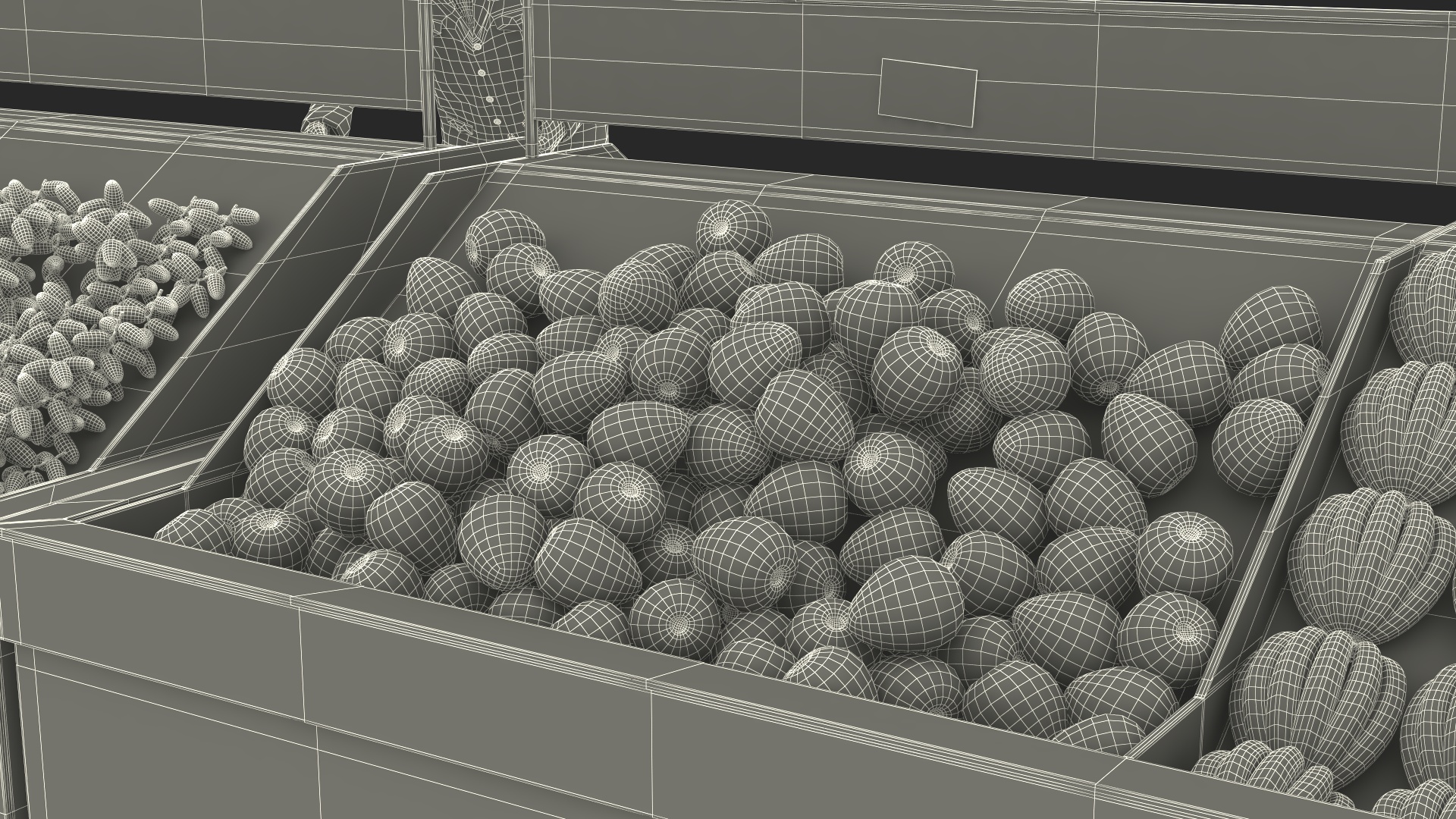 3D model An Elderly Man Near A Fruit Counter