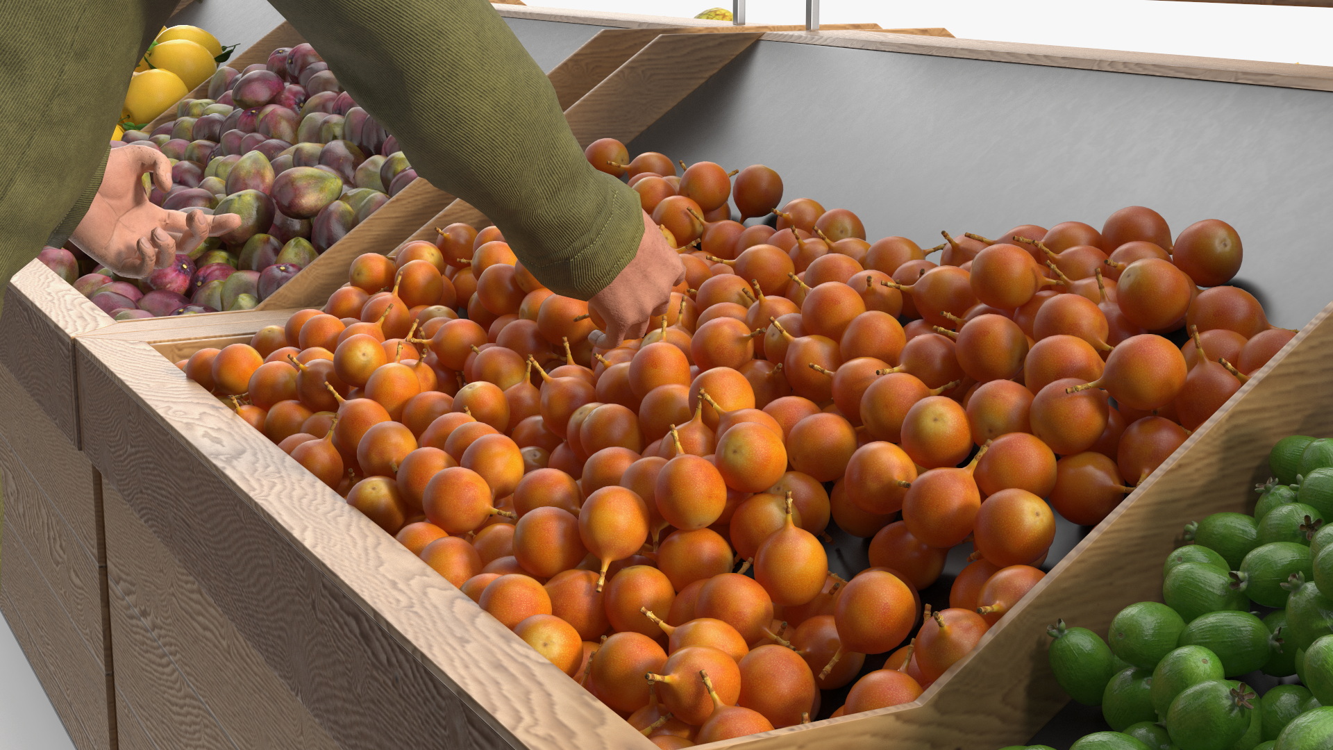 3D model An Elderly Man Near A Fruit Counter