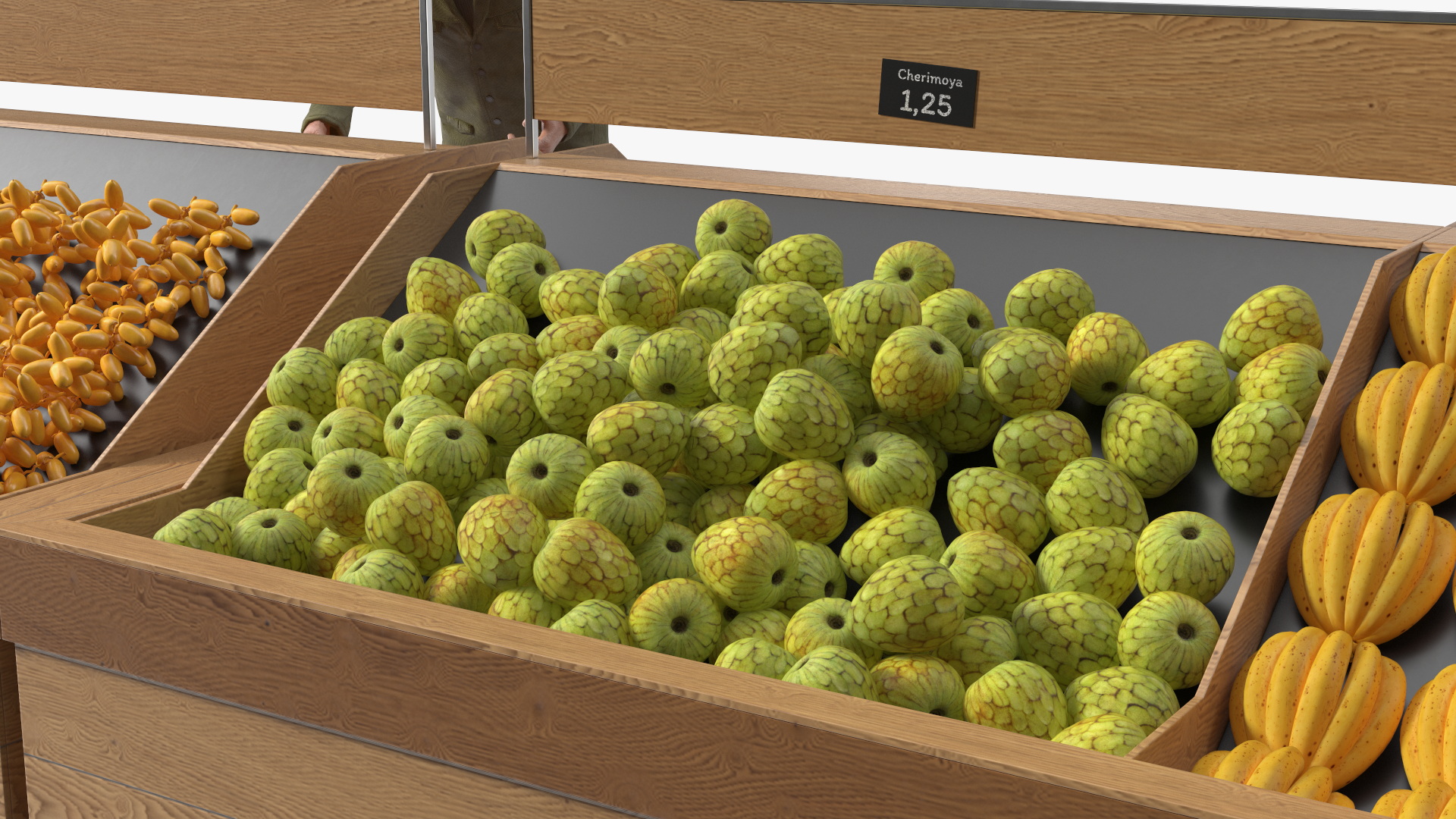 3D model An Elderly Man Near A Fruit Counter
