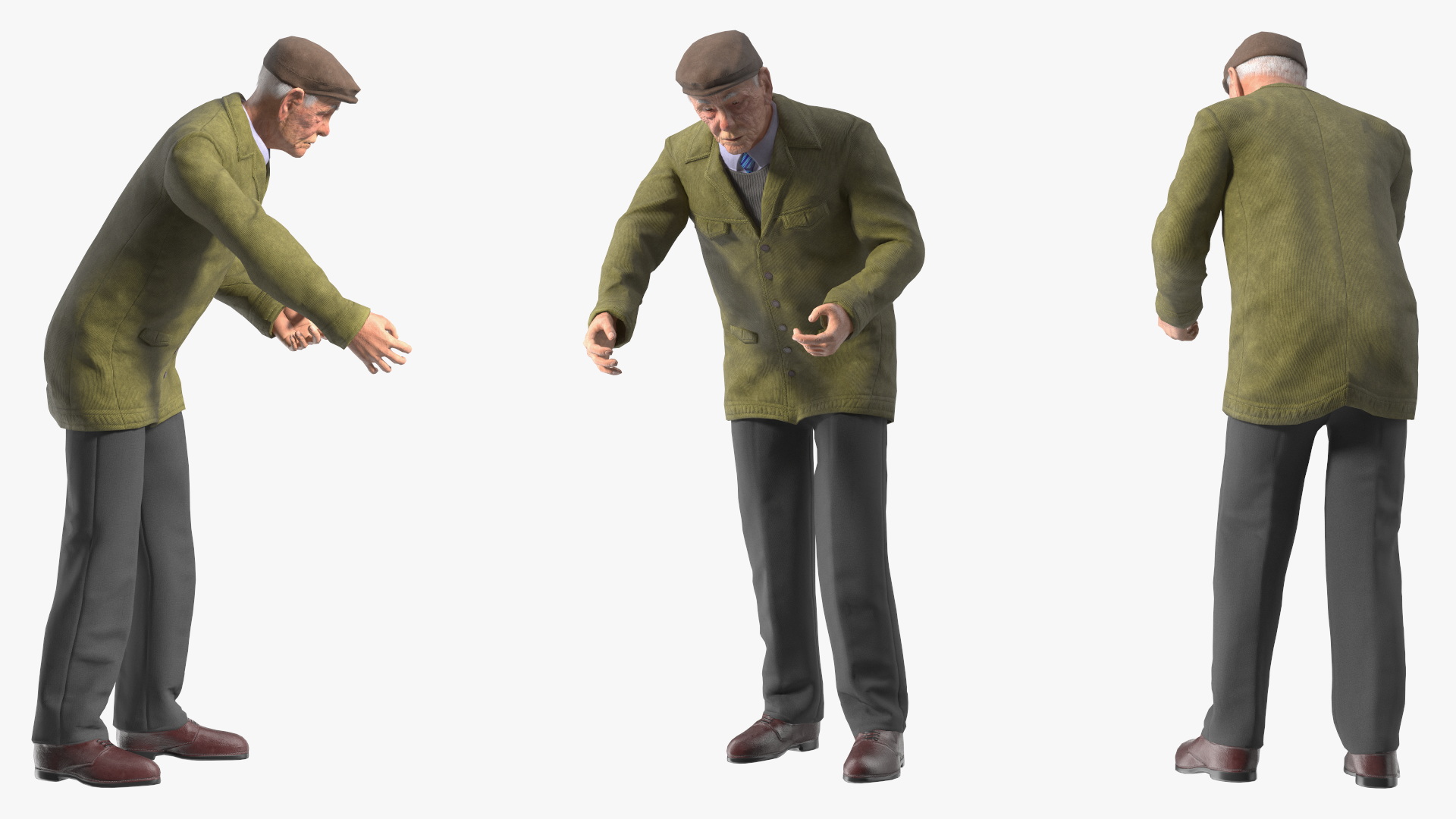 3D model An Elderly Man Near A Fruit Counter
