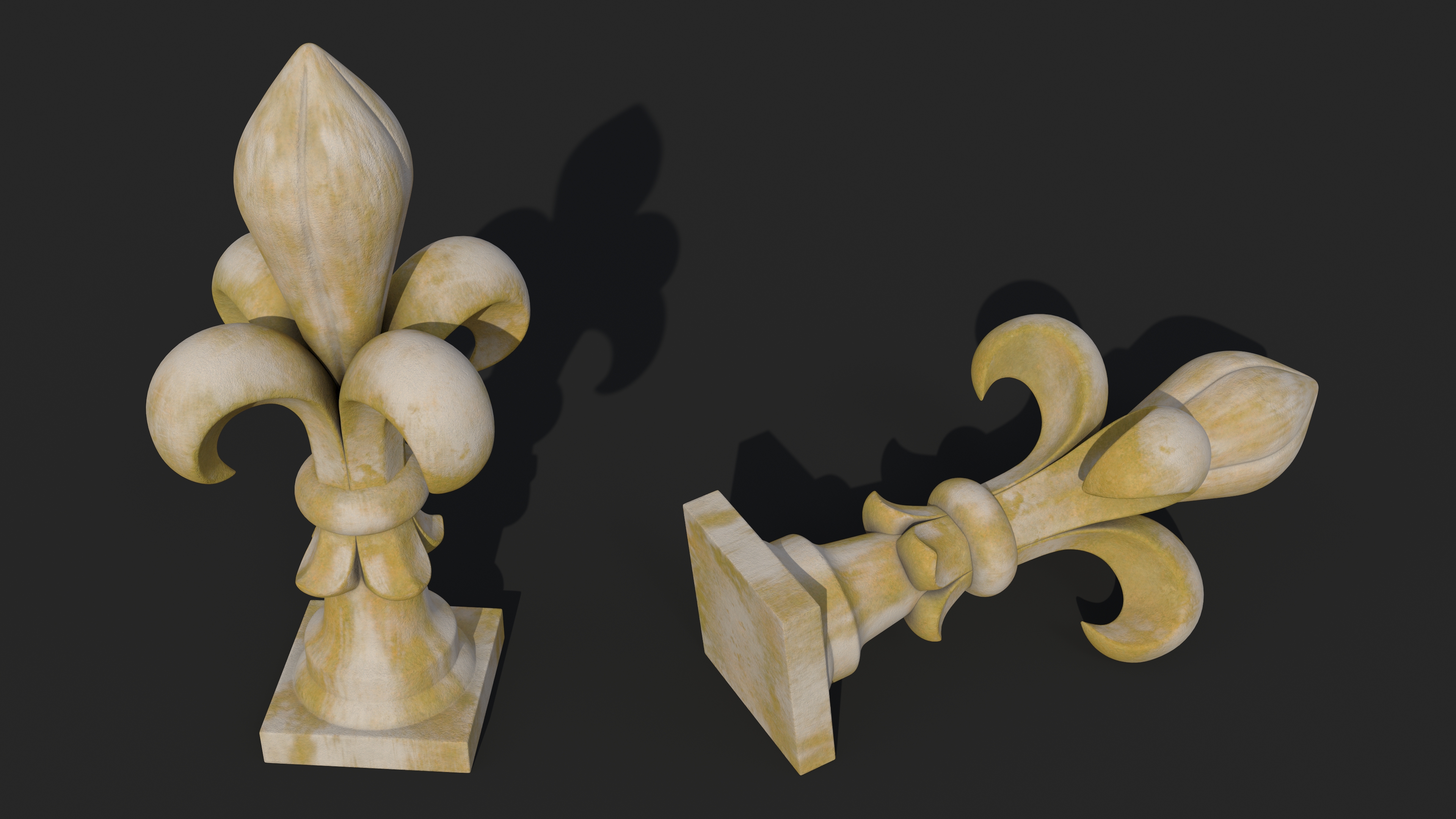 3D Fleur De Lis Finial Marble