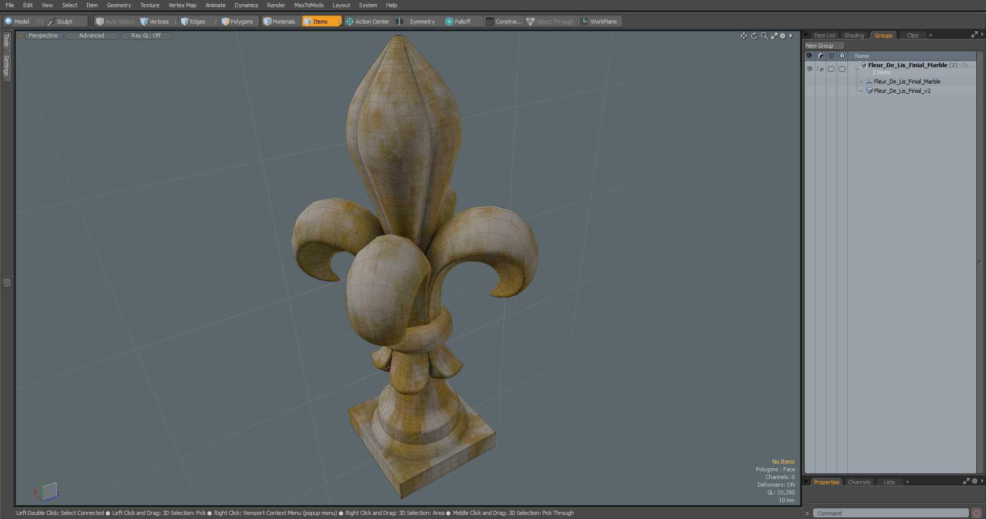 3D Fleur De Lis Finial Marble