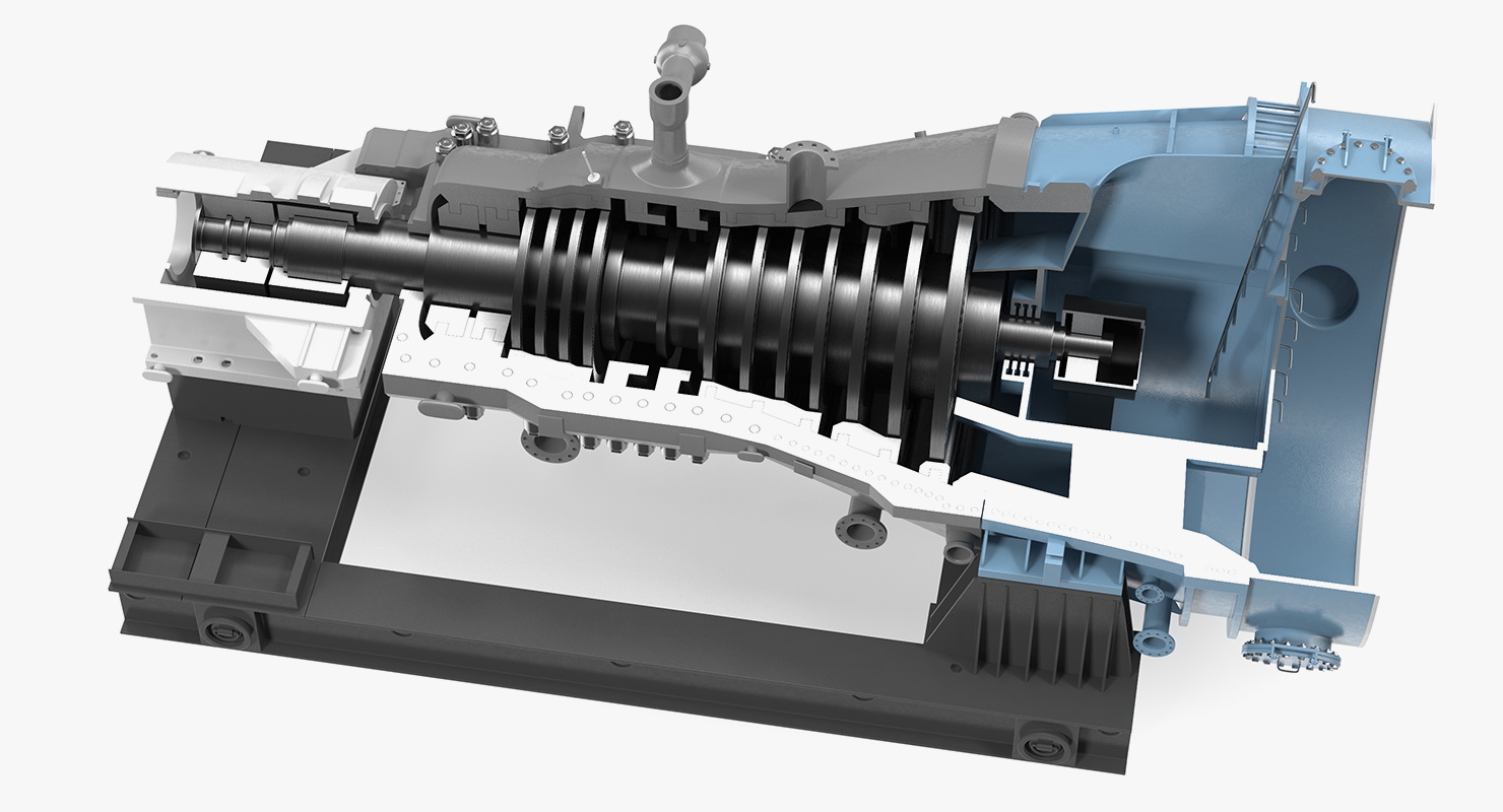 3D model Cross Section of Steam Turbine