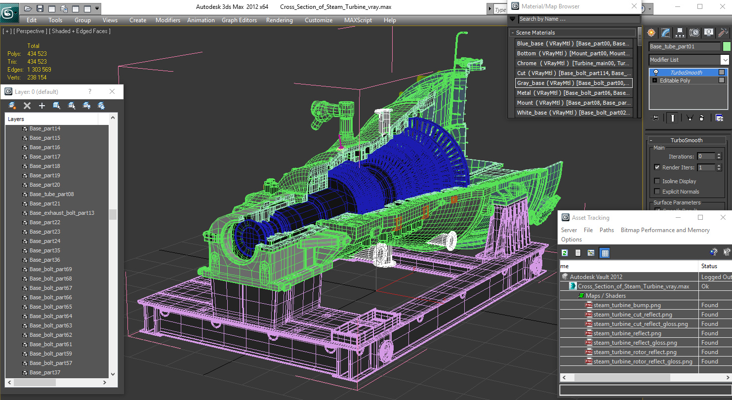 3D model Cross Section of Steam Turbine