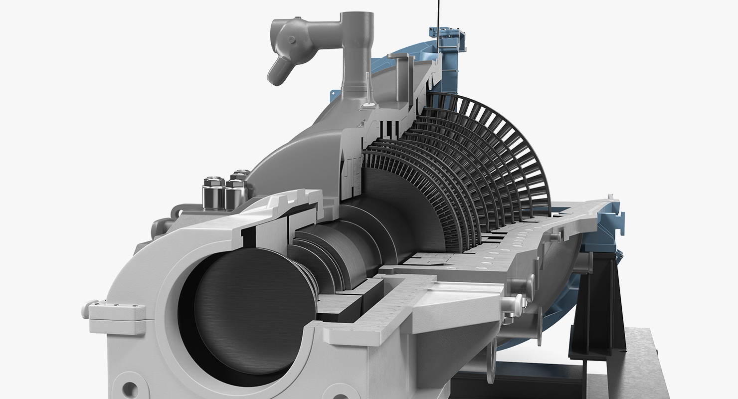 3D model Cross Section of Steam Turbine