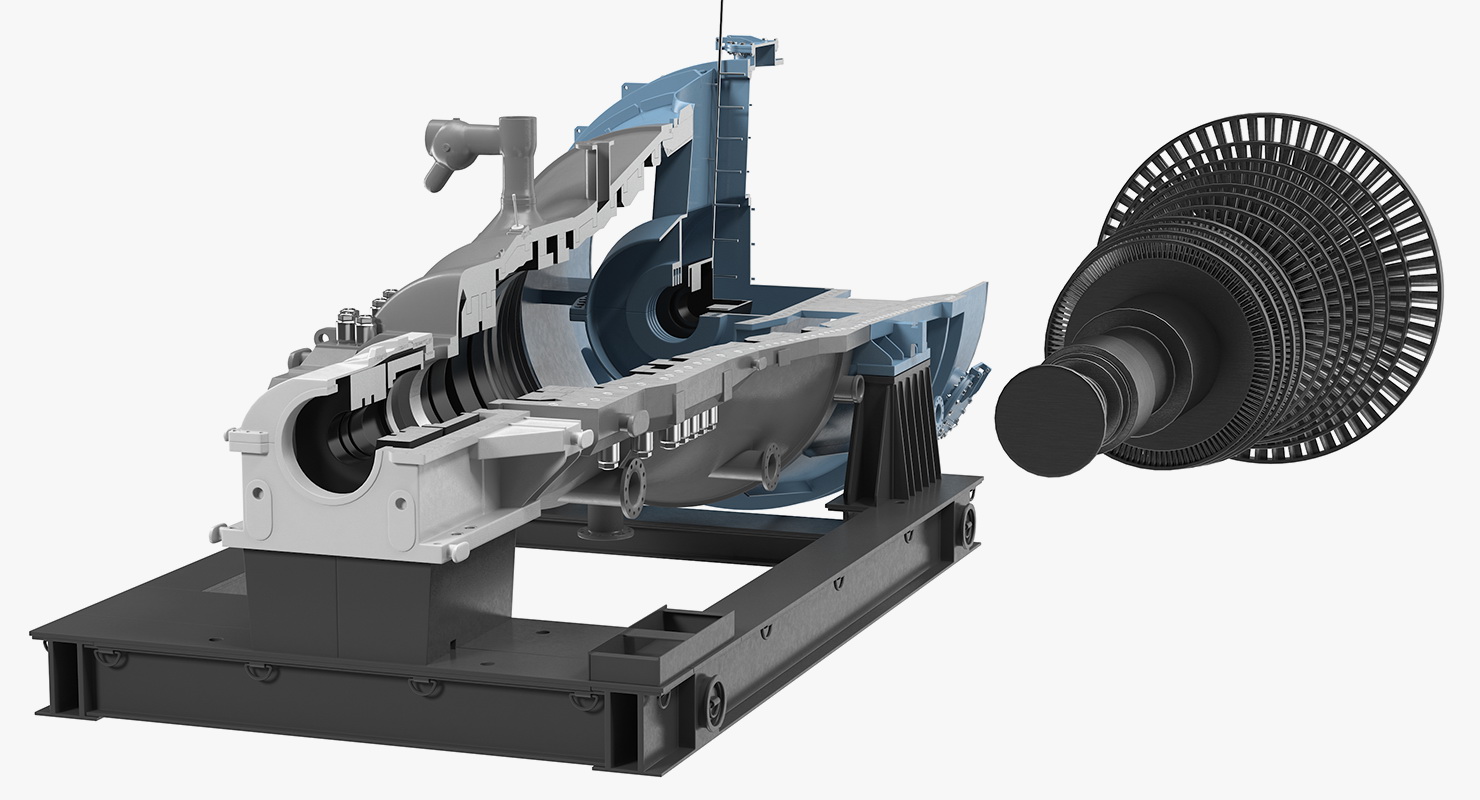 3D model Cross Section of Steam Turbine