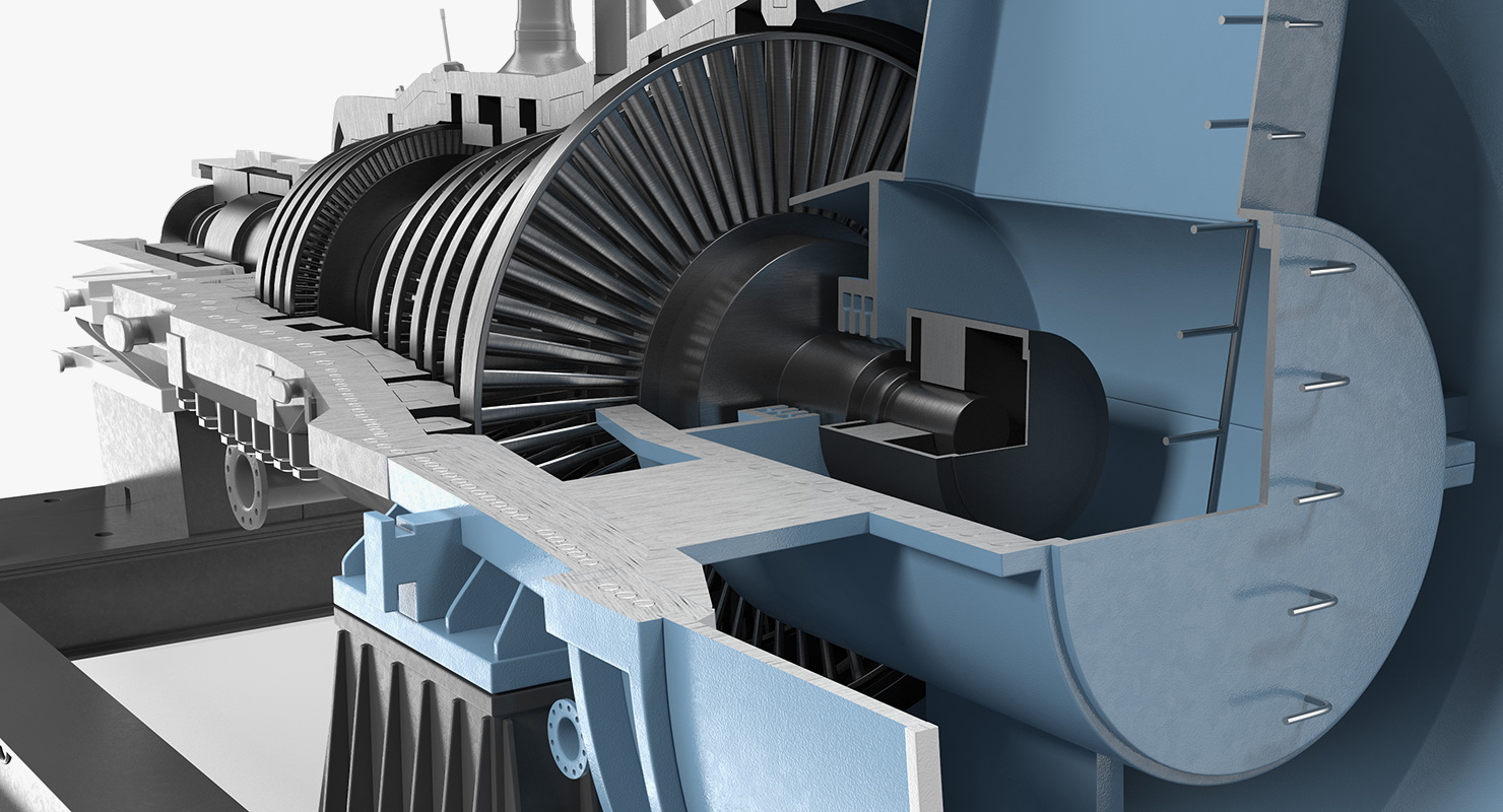 3D model Cross Section of Steam Turbine