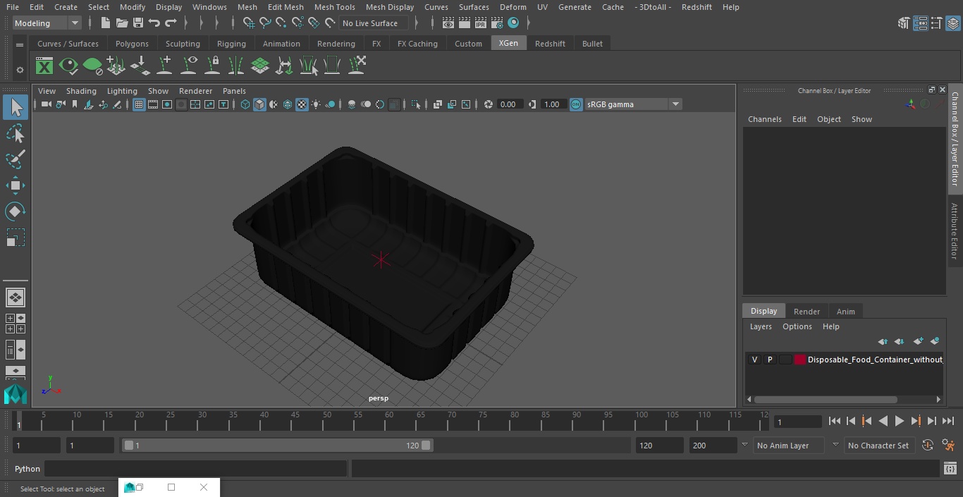 3D model Disposable Food Container without Lid 21x15cm