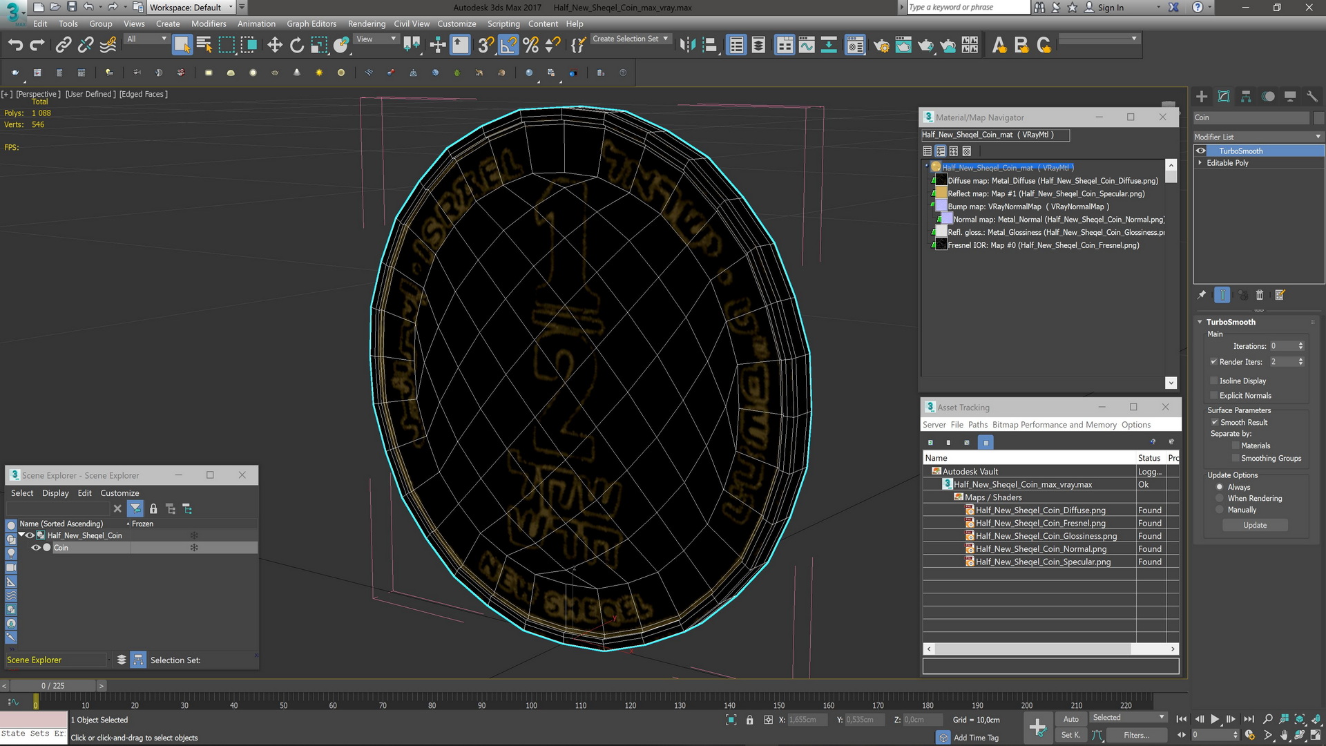 3D model Half New Sheqel Coin