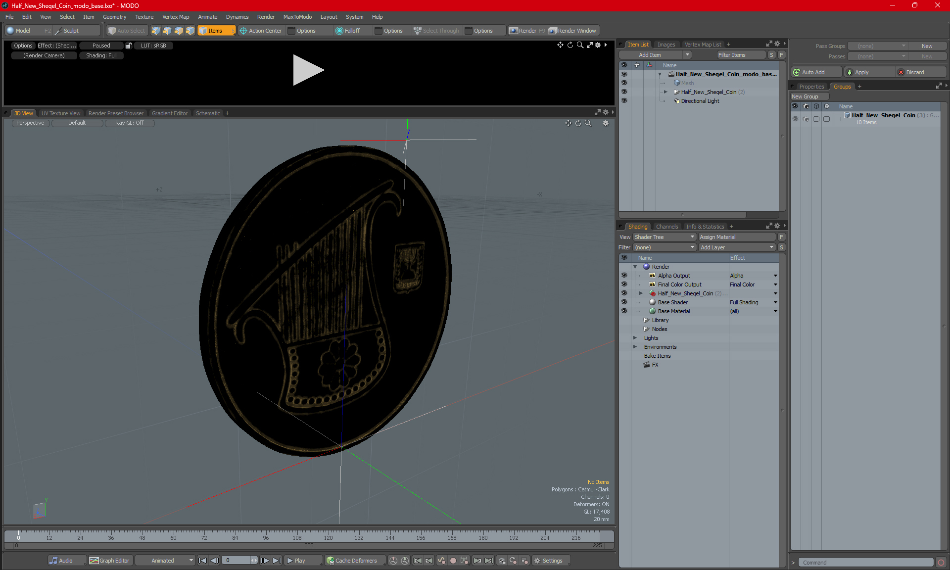 3D model Half New Sheqel Coin