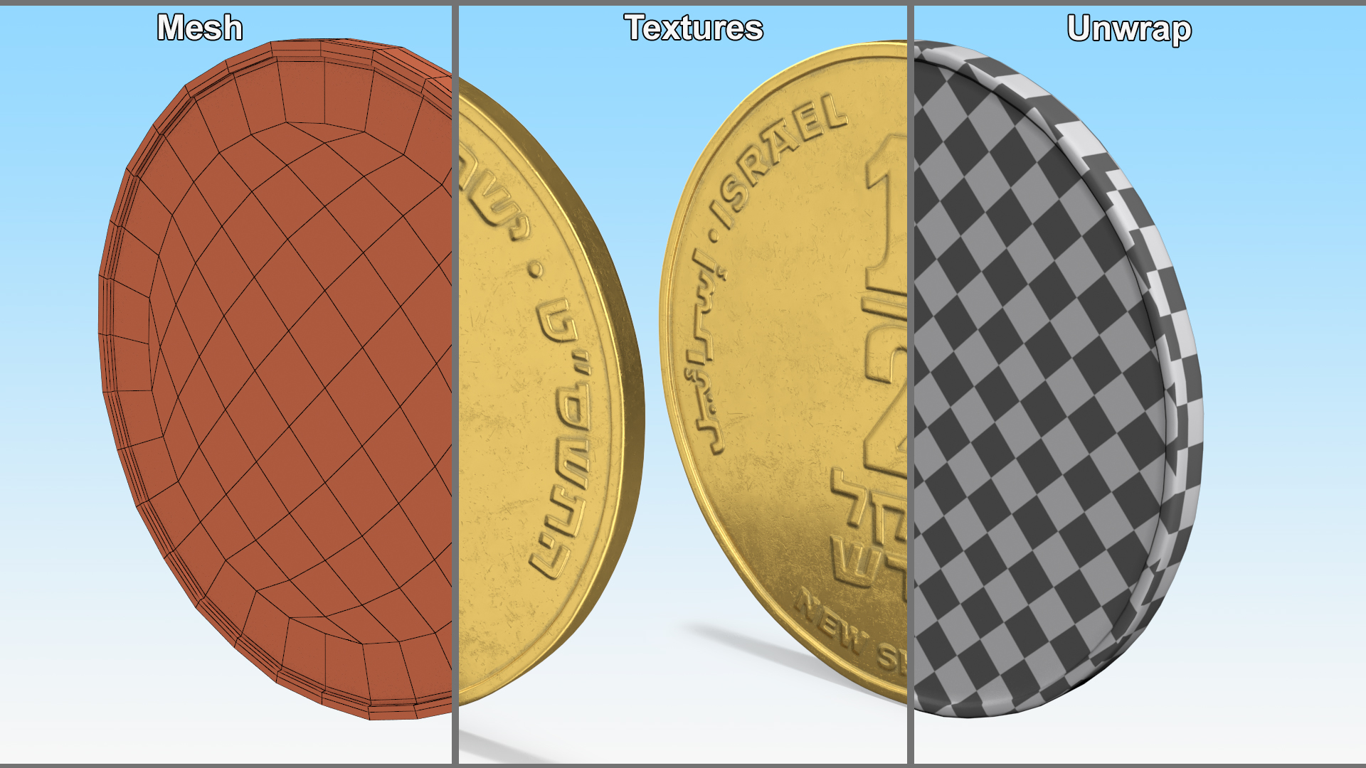 3D model Half New Sheqel Coin