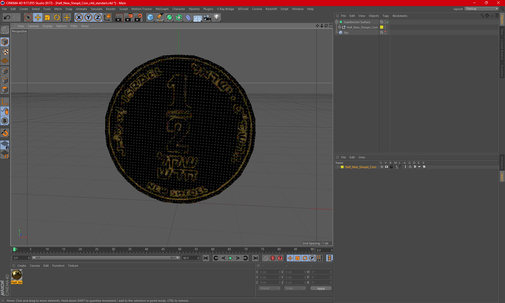 3D model Half New Sheqel Coin