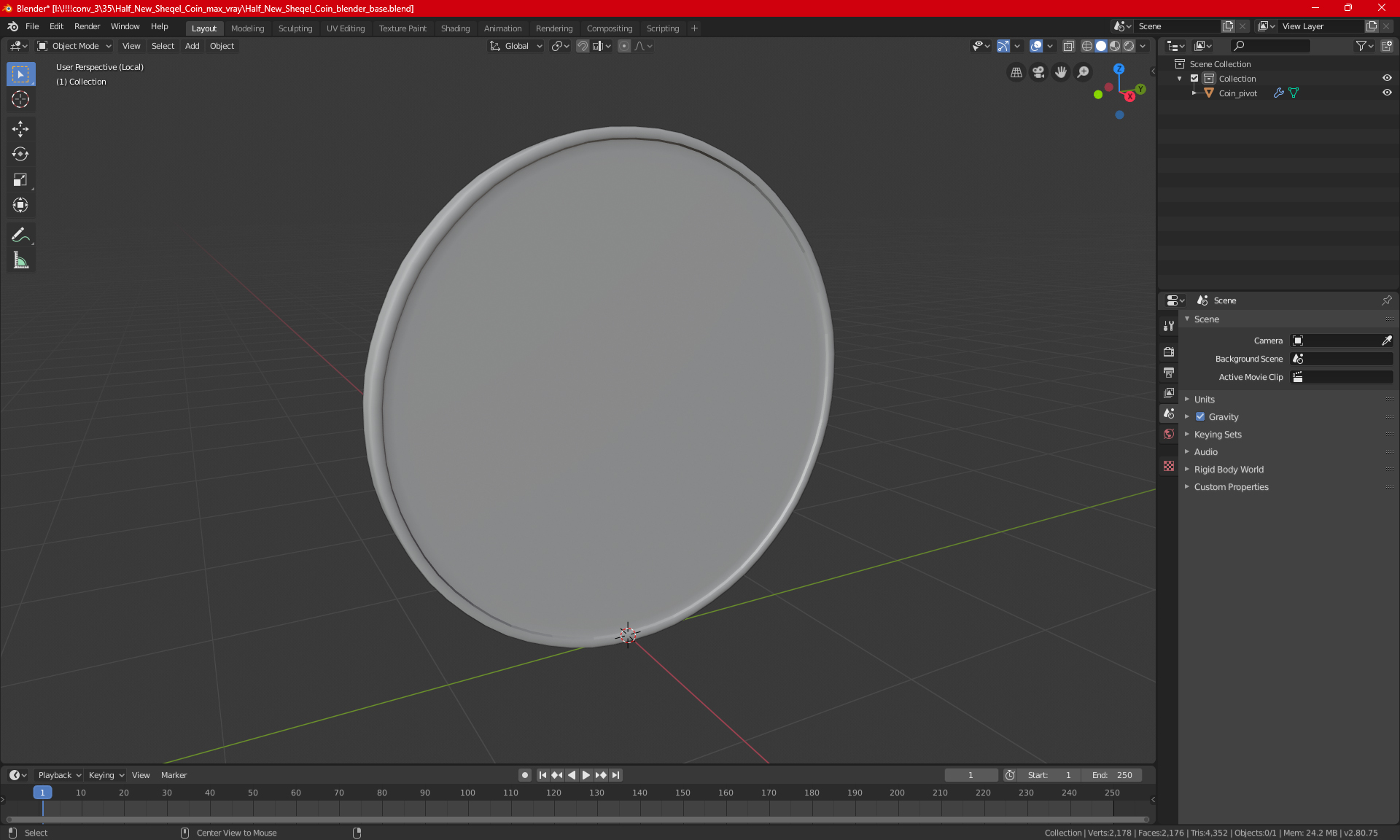 3D model Half New Sheqel Coin