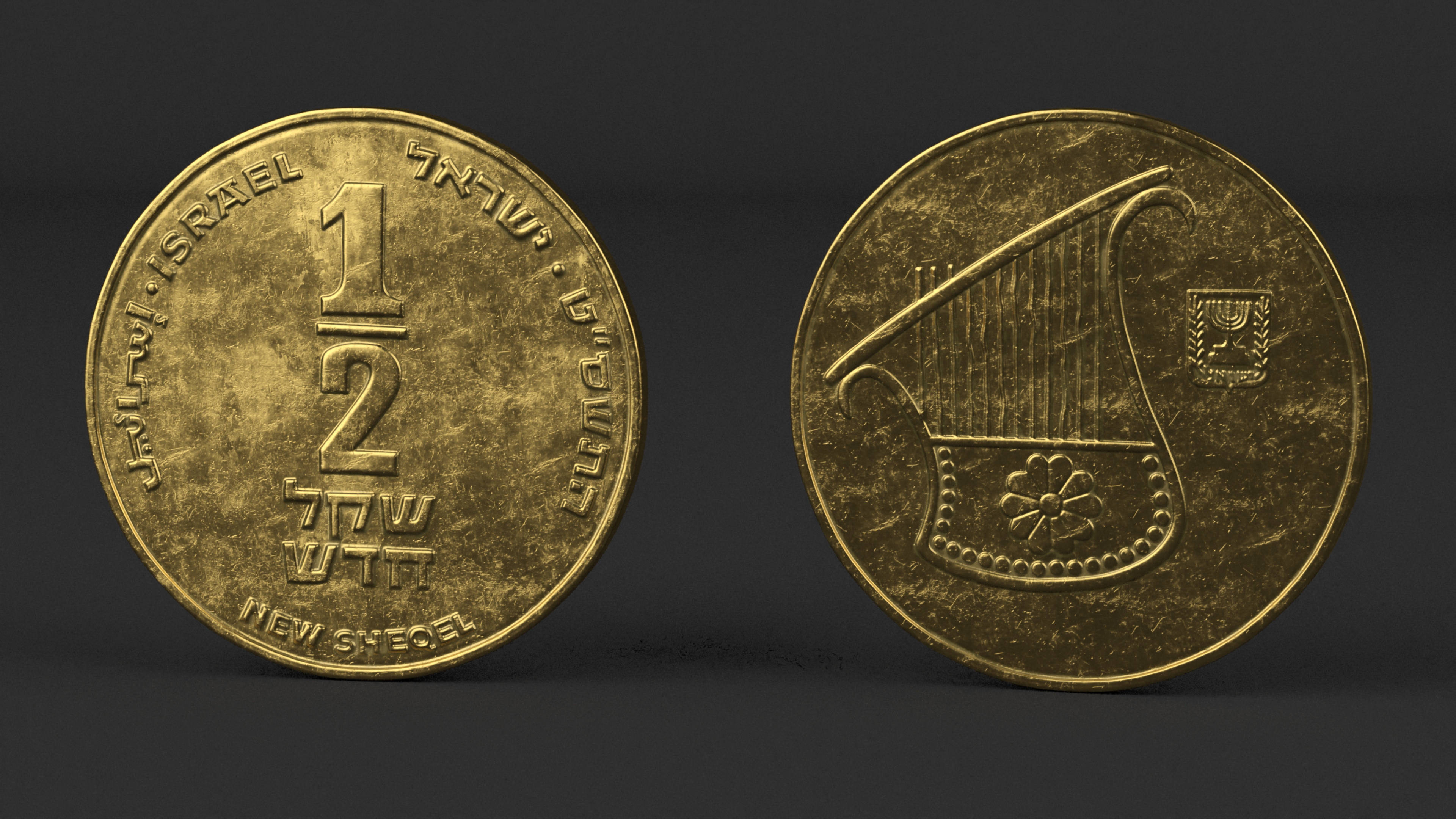 3D model Half New Sheqel Coin