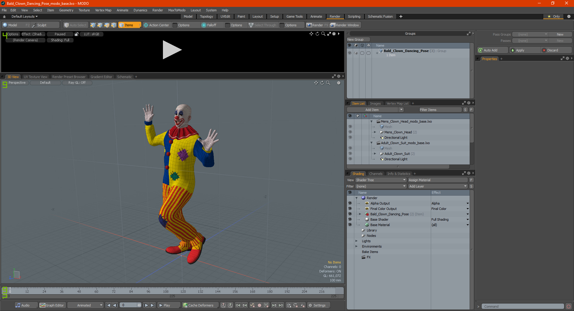 3D Bald Clown Dancing Pose model