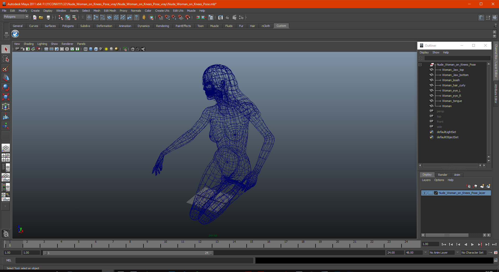 Nude Woman on Knees Pose 3D model