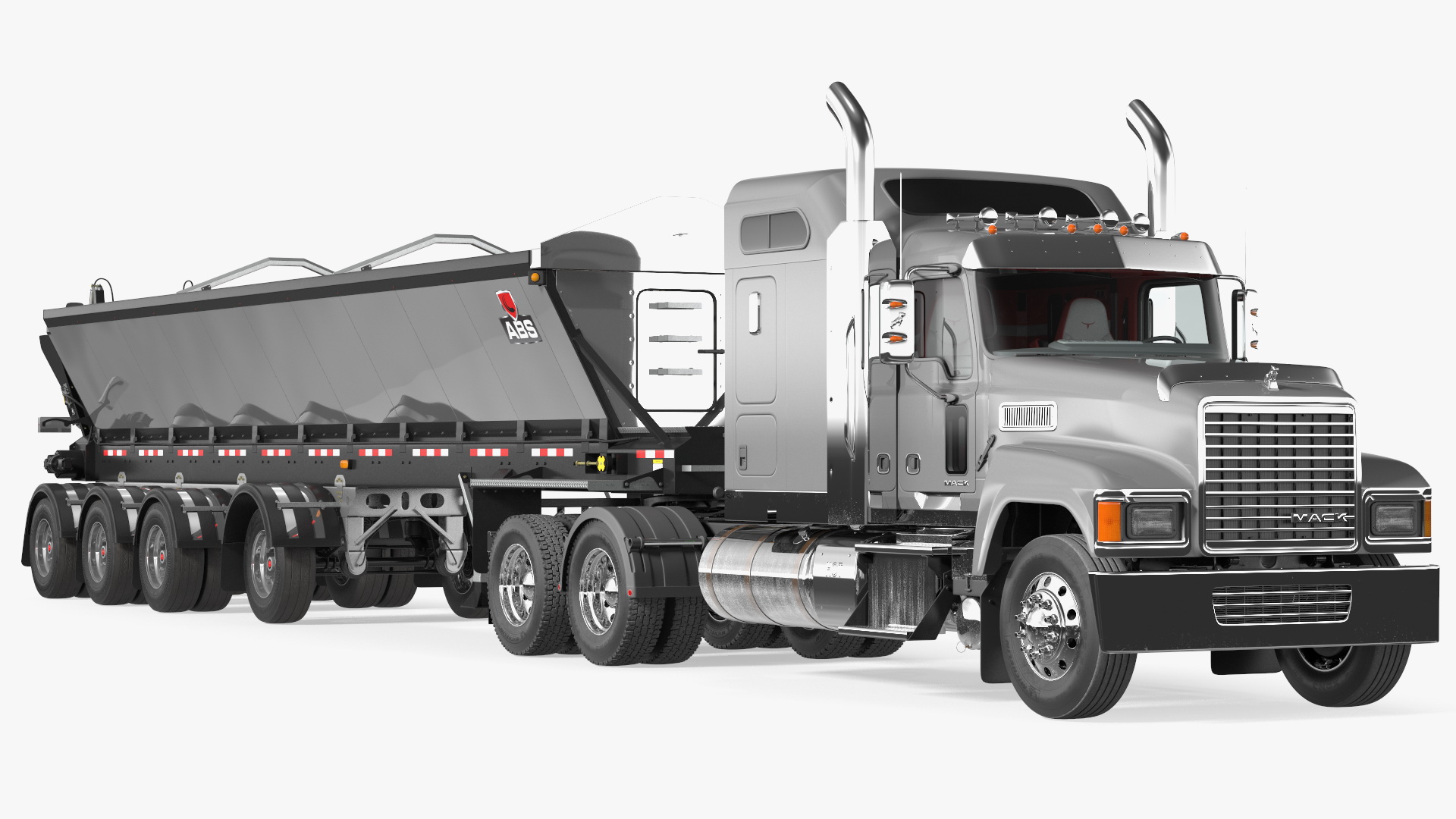 3D model Truck Mack CHU613 With Trailer ABS LRC Full Rigged