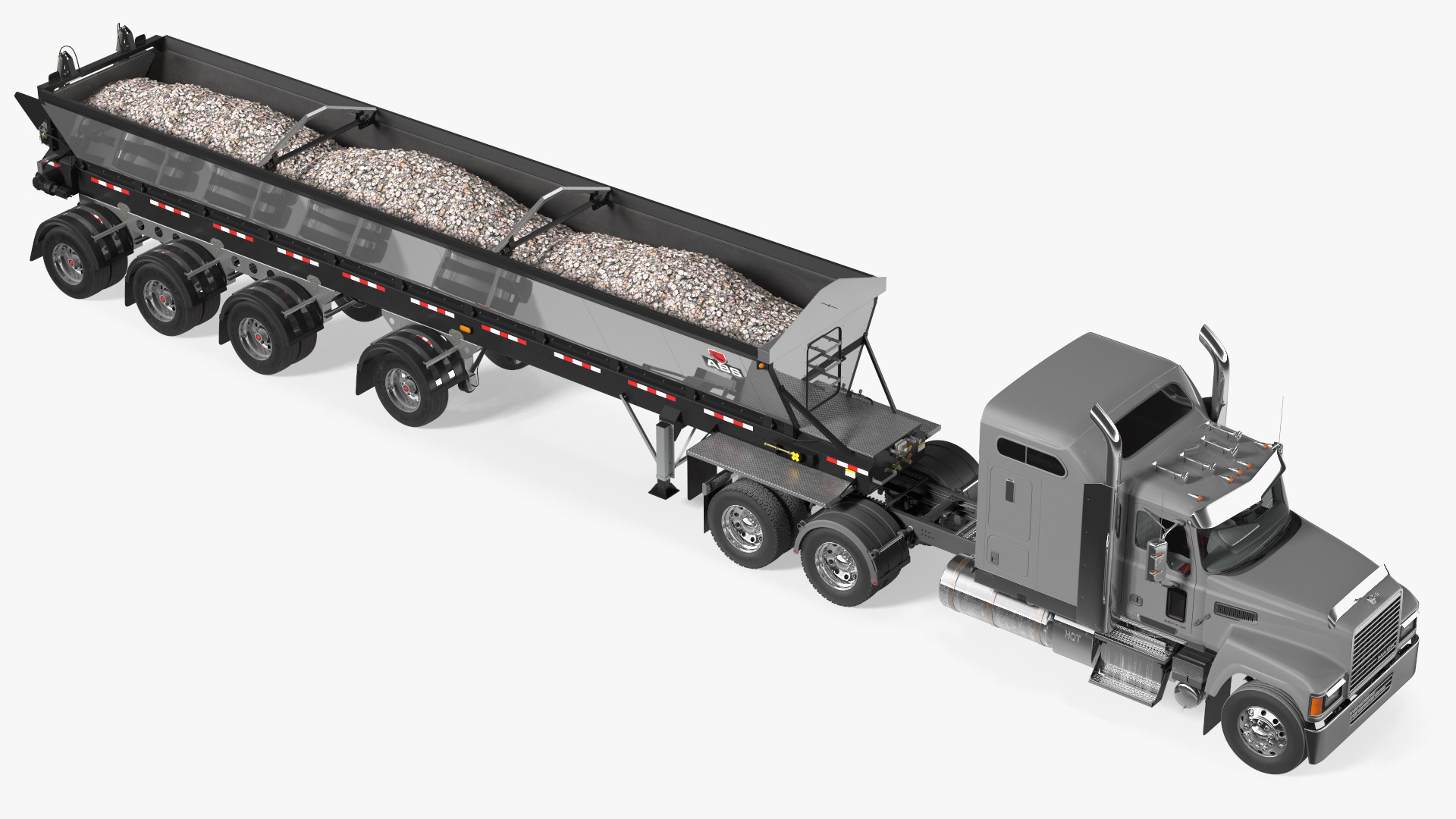 3D model Truck Mack CHU613 With Trailer ABS LRC Full Rigged