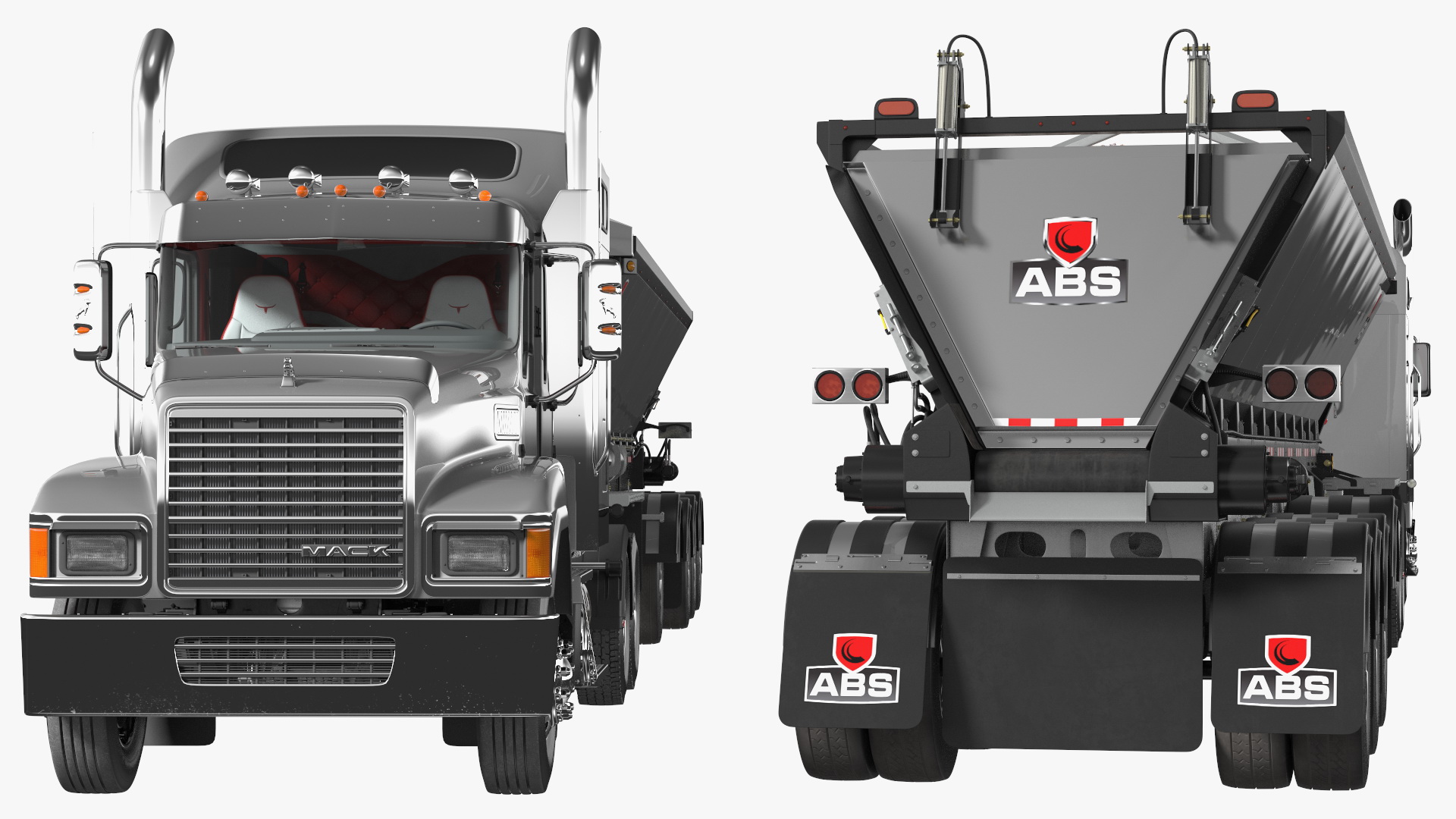 3D model Truck Mack CHU613 With Trailer ABS LRC Full Rigged