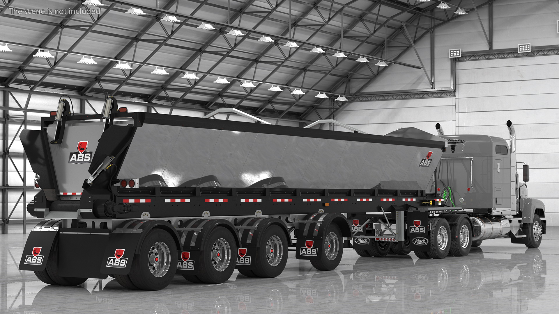 3D model Truck Mack CHU613 With Trailer ABS LRC Full Rigged