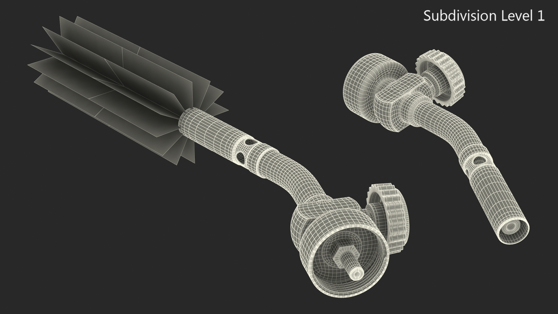 3D model Pencil Tip Propane Torch Head with Flame