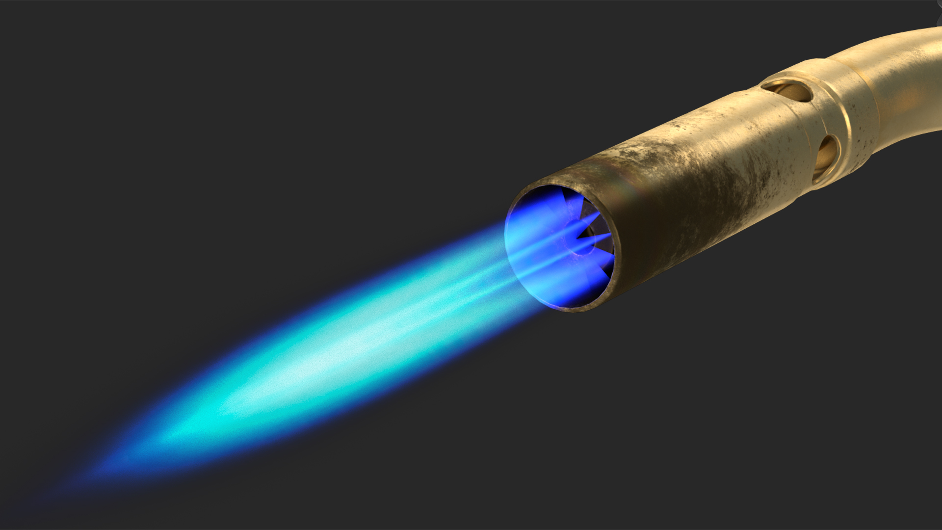 3D model Pencil Tip Propane Torch Head with Flame