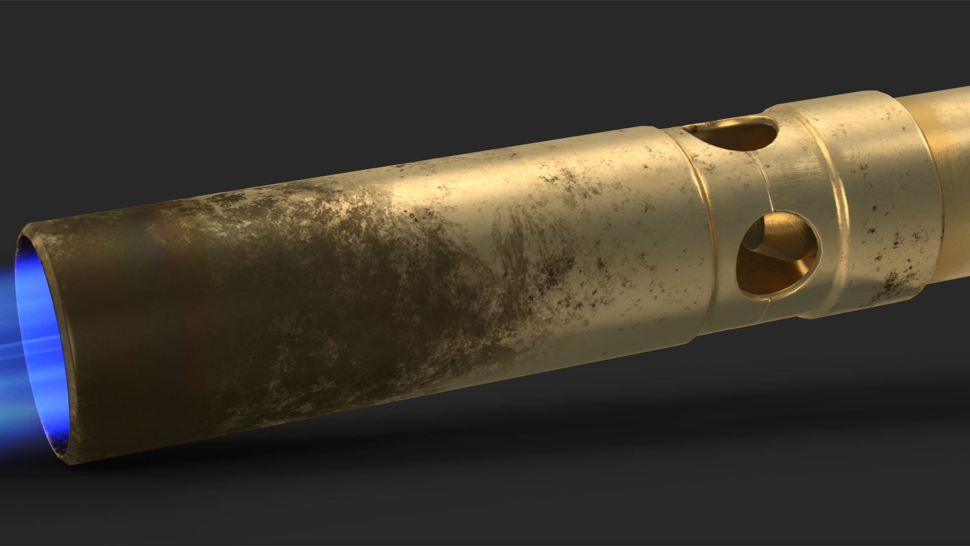 3D model Pencil Tip Propane Torch Head with Flame