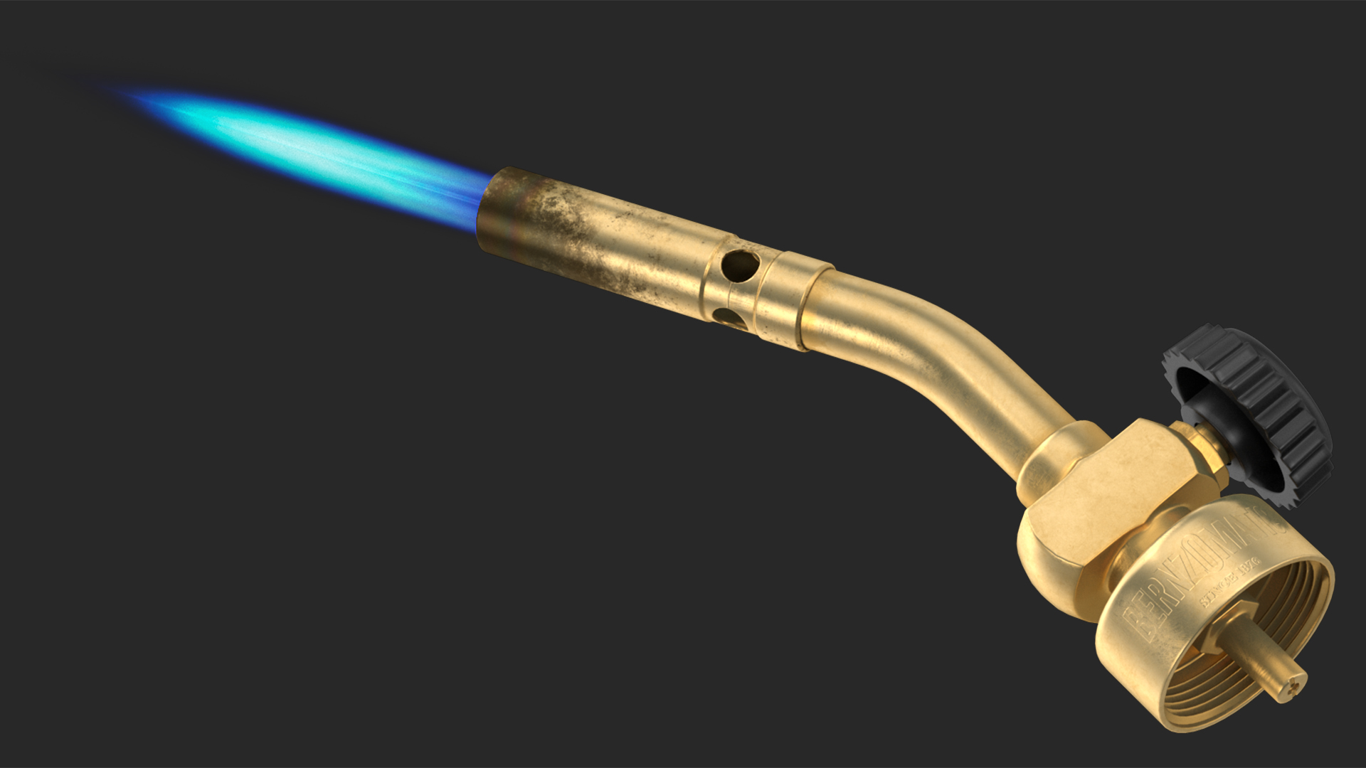 3D model Pencil Tip Propane Torch Head with Flame