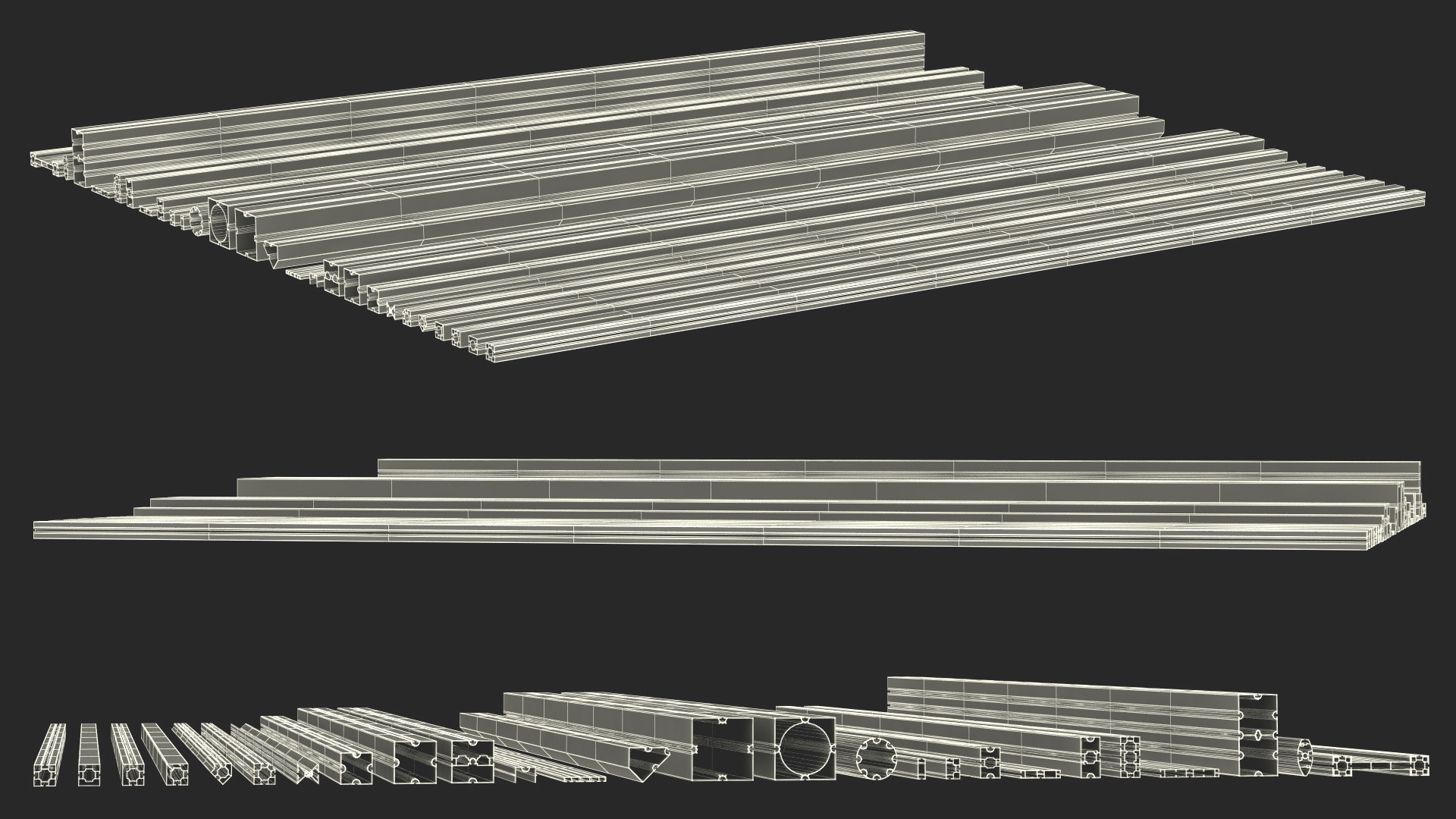 3D Octanorm Exhibition Systems Metal Extrusions Set model